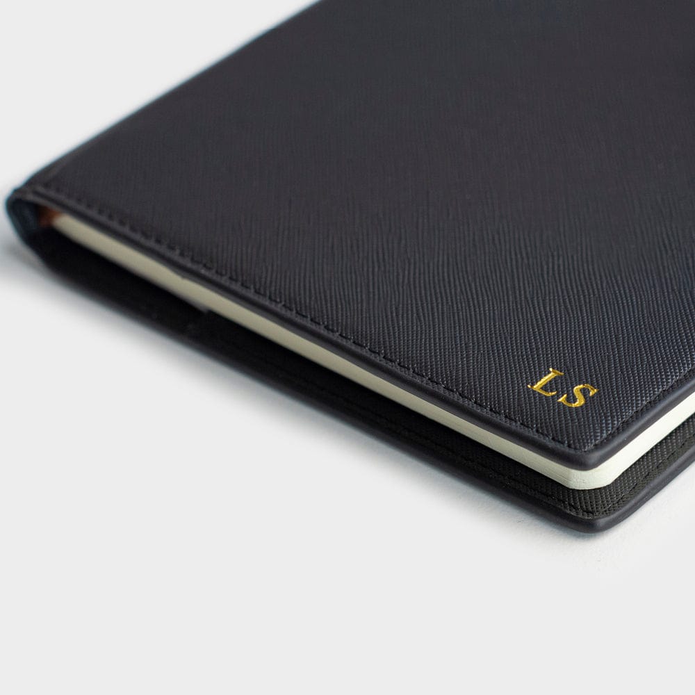 Black Saffiano Texture Personalized Notebook