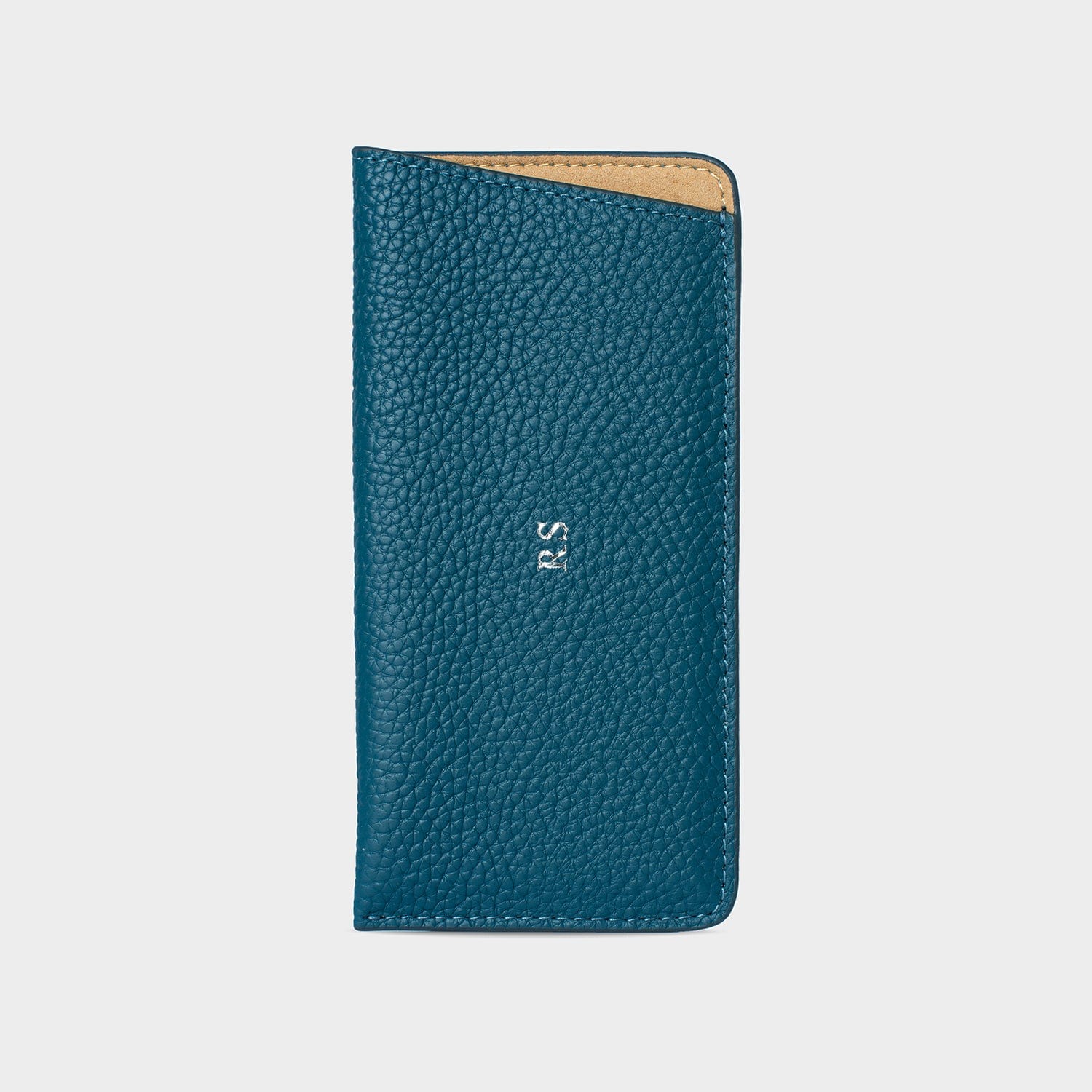 Blue Leather Personalized Glasses Case