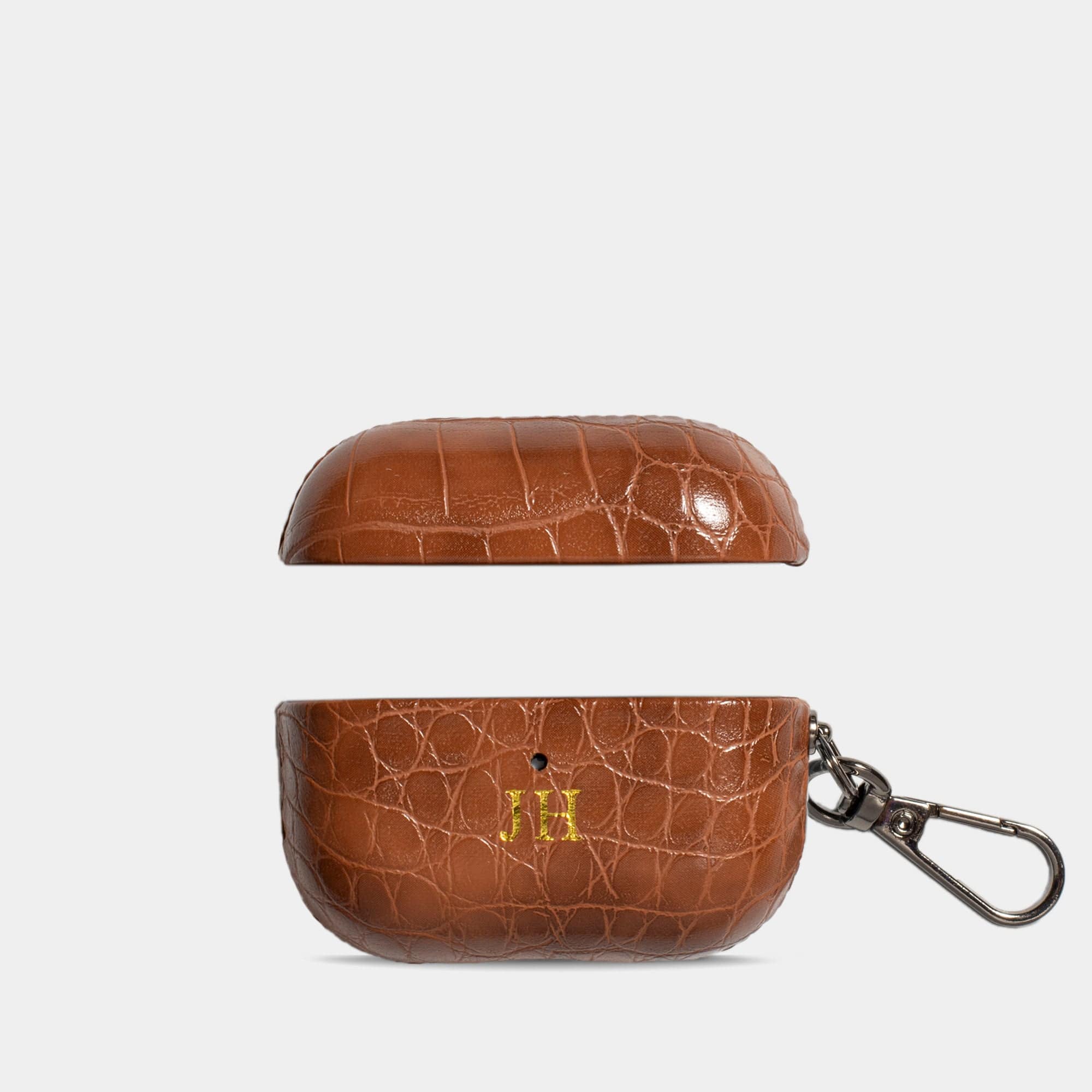Dark Brown Lizard AirPods Personalized Case