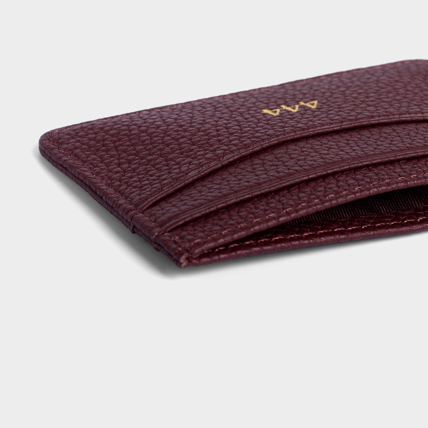 Burgundy Pebble Leather Personalized Card Holder