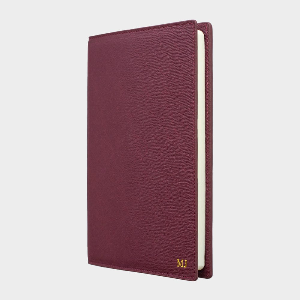 Burgundy Saffiano Texture Personalized Notebook