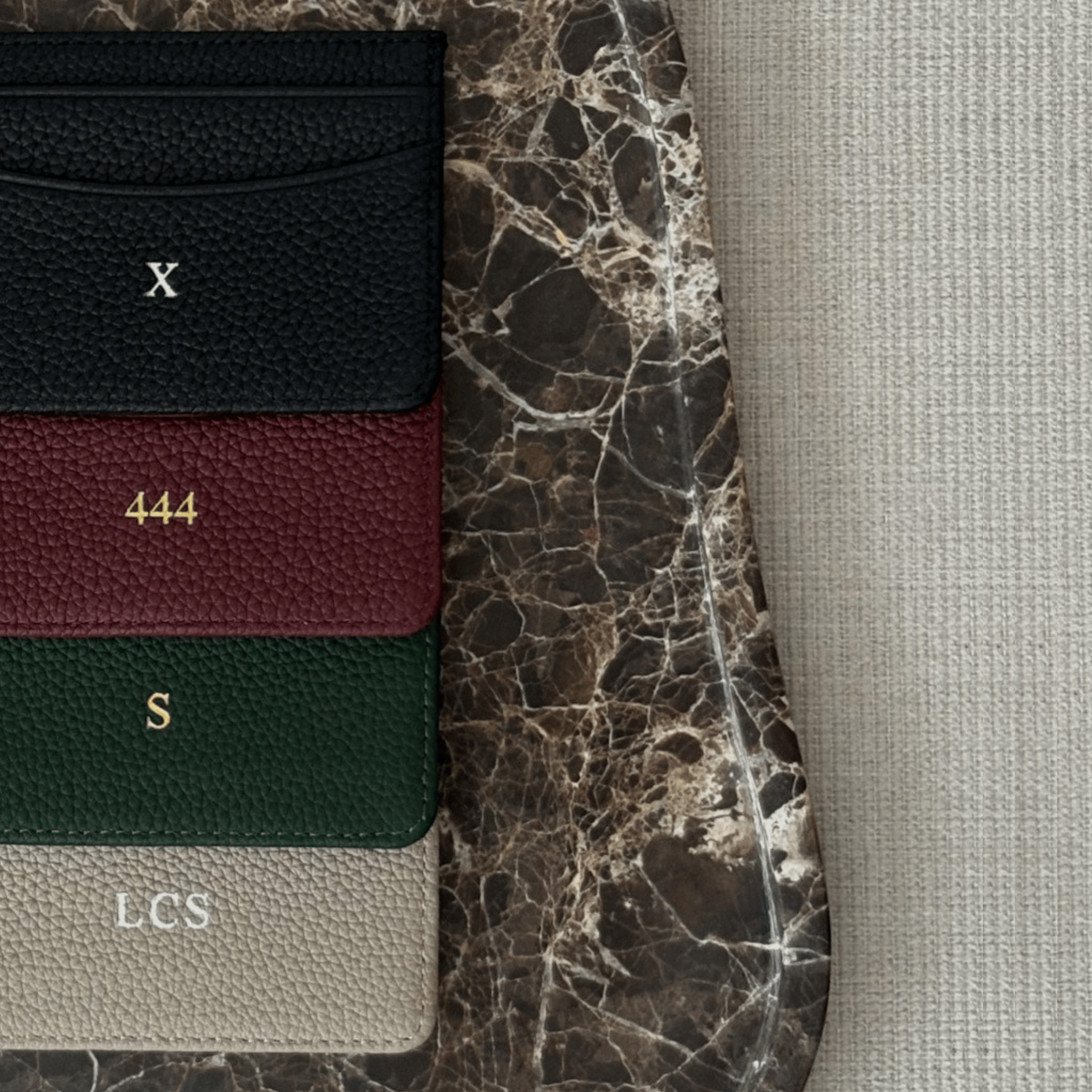 Dark Green Pebble Leather Personalized Card Holder