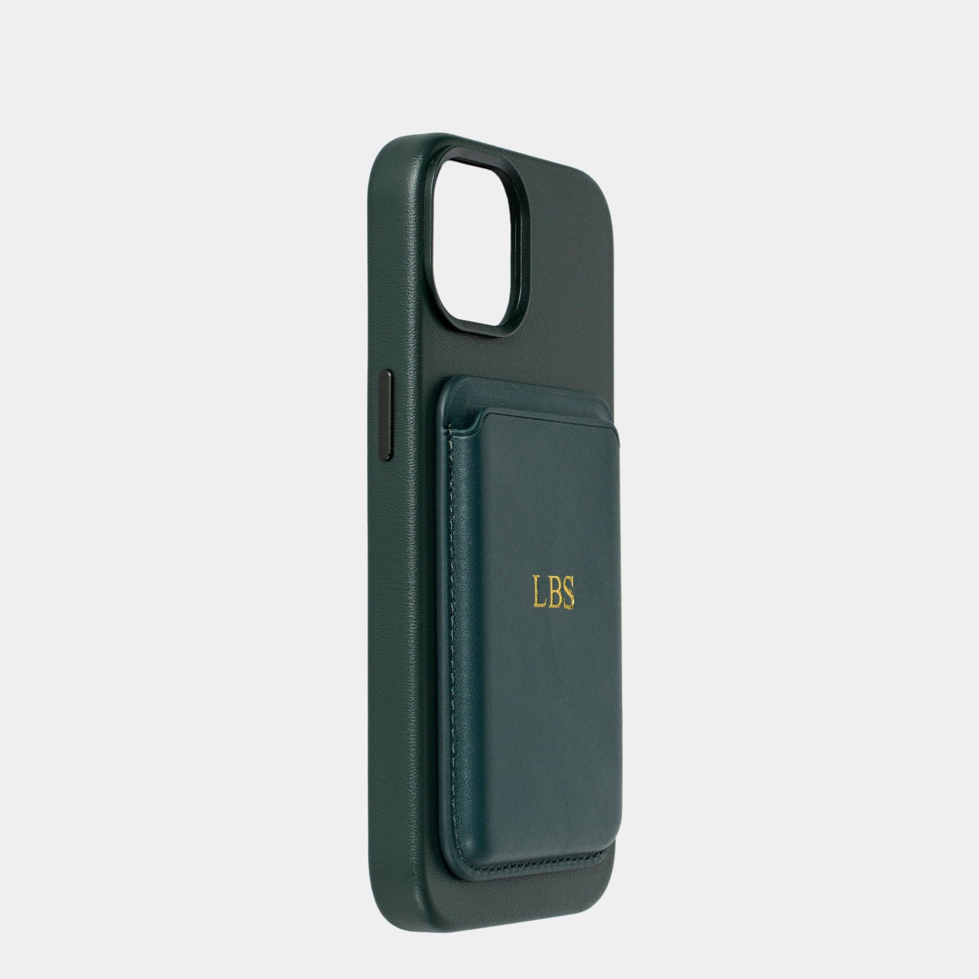 Dark Green MagSafe Grain Texture Personalized Card Holder