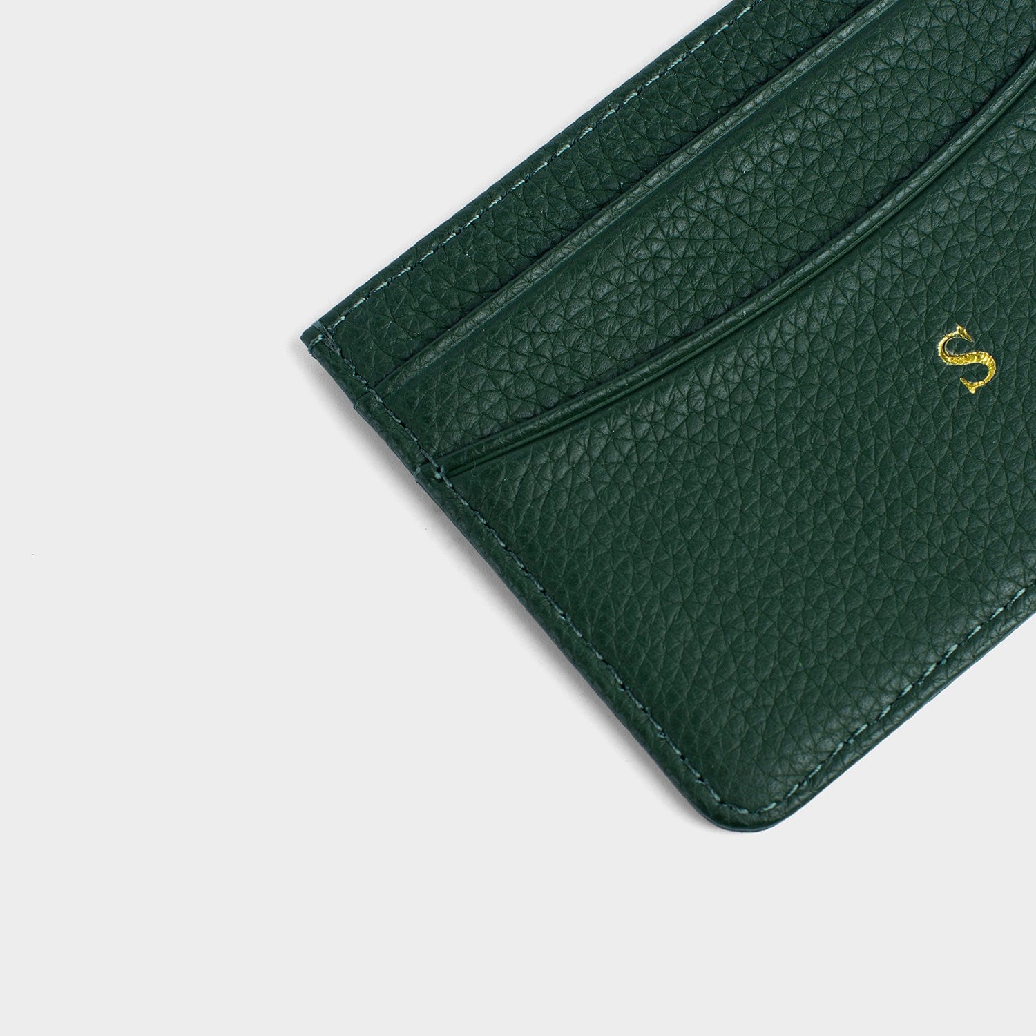 Dark Green Pebble Leather Personalized Card Holder