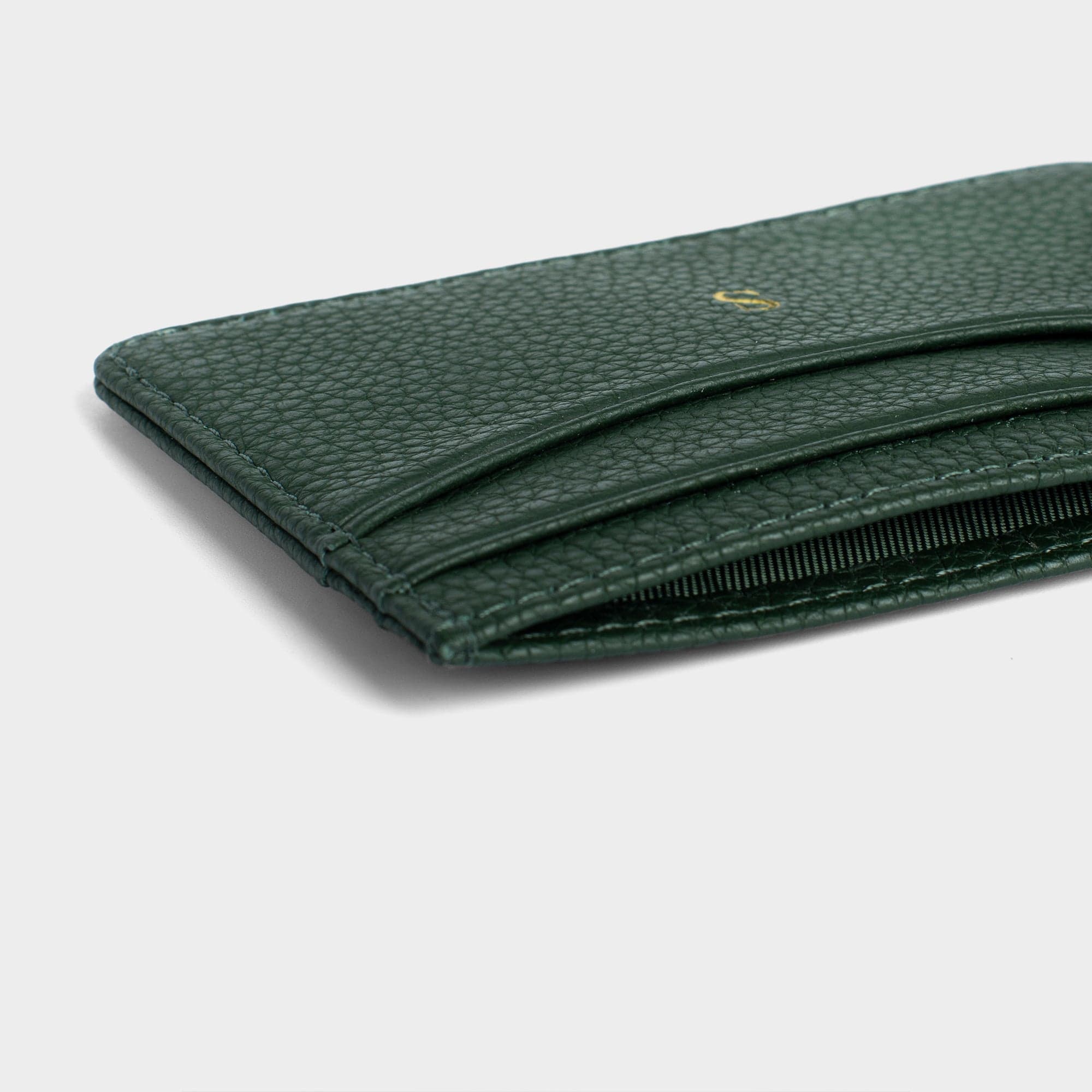 Dark Green Pebble Leather Personalized Card Holder
