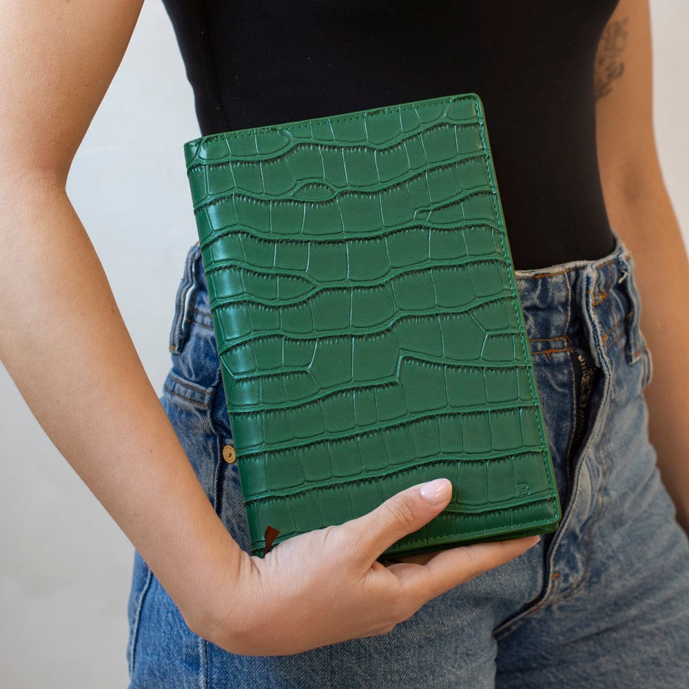 Dark Green Lizard Texture Personalized Notebook