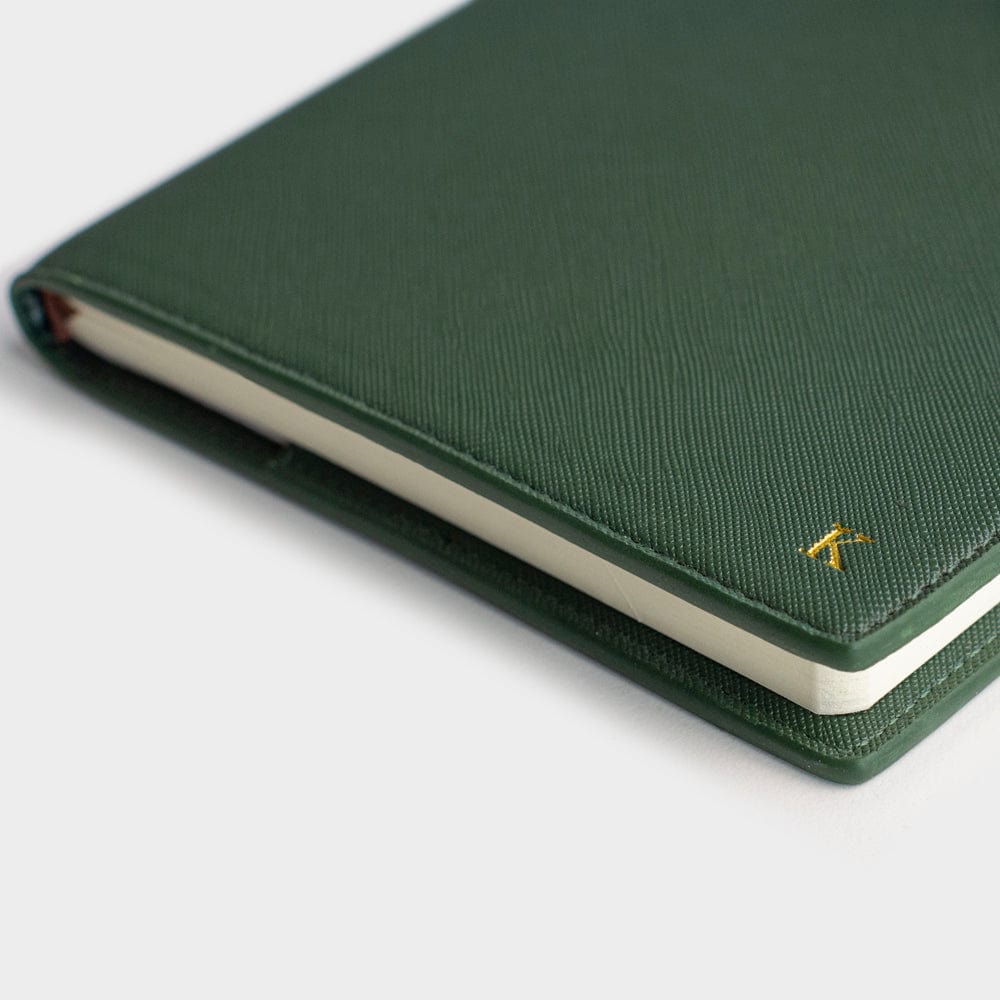 Dark Green Saffiano Texture Personalized Notebook