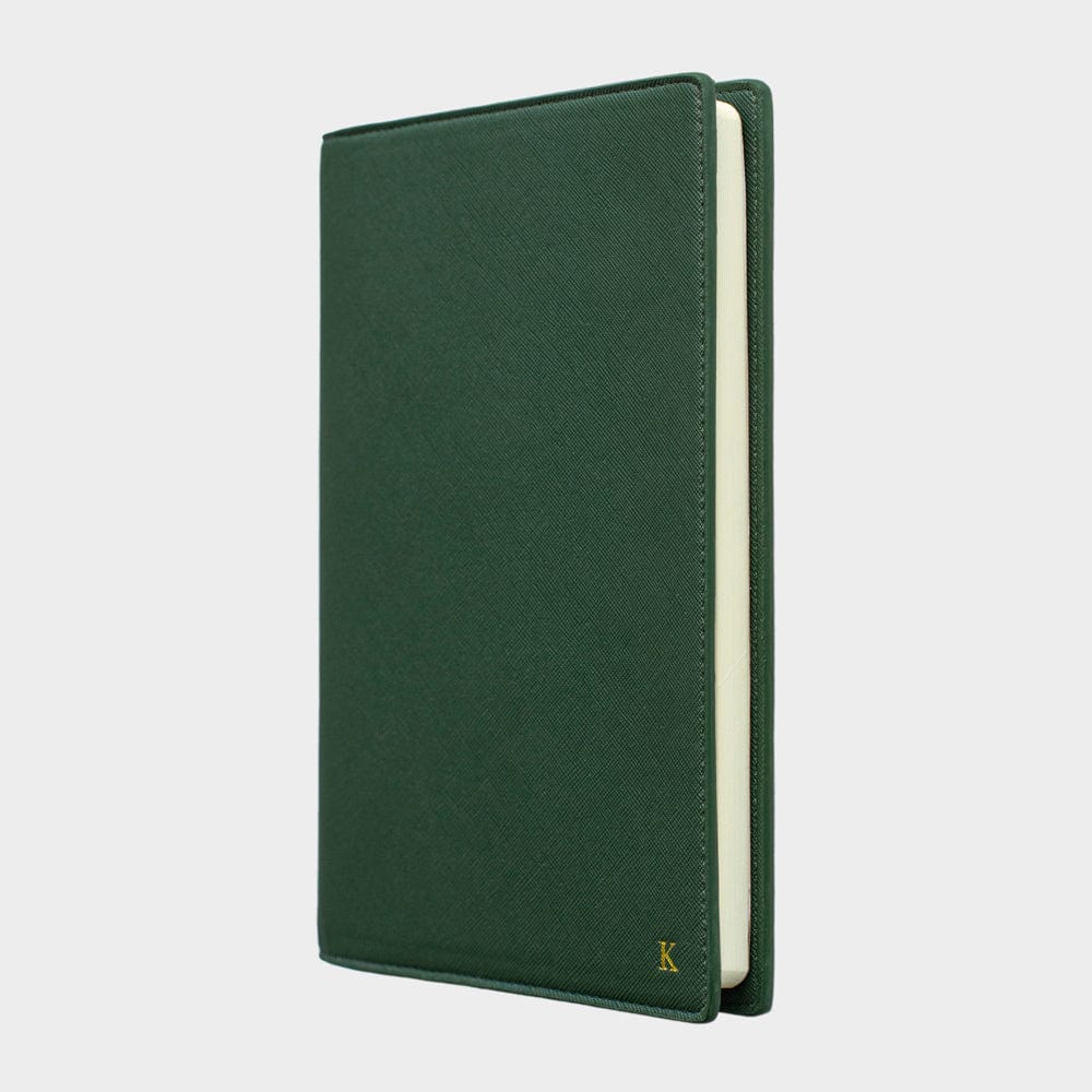 Dark Green Saffiano Texture Personalized Notebook
