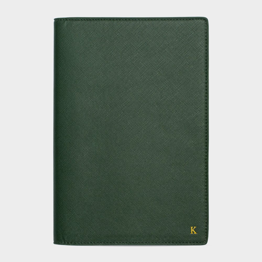 Dark Green Saffiano Texture Personalized Notebook