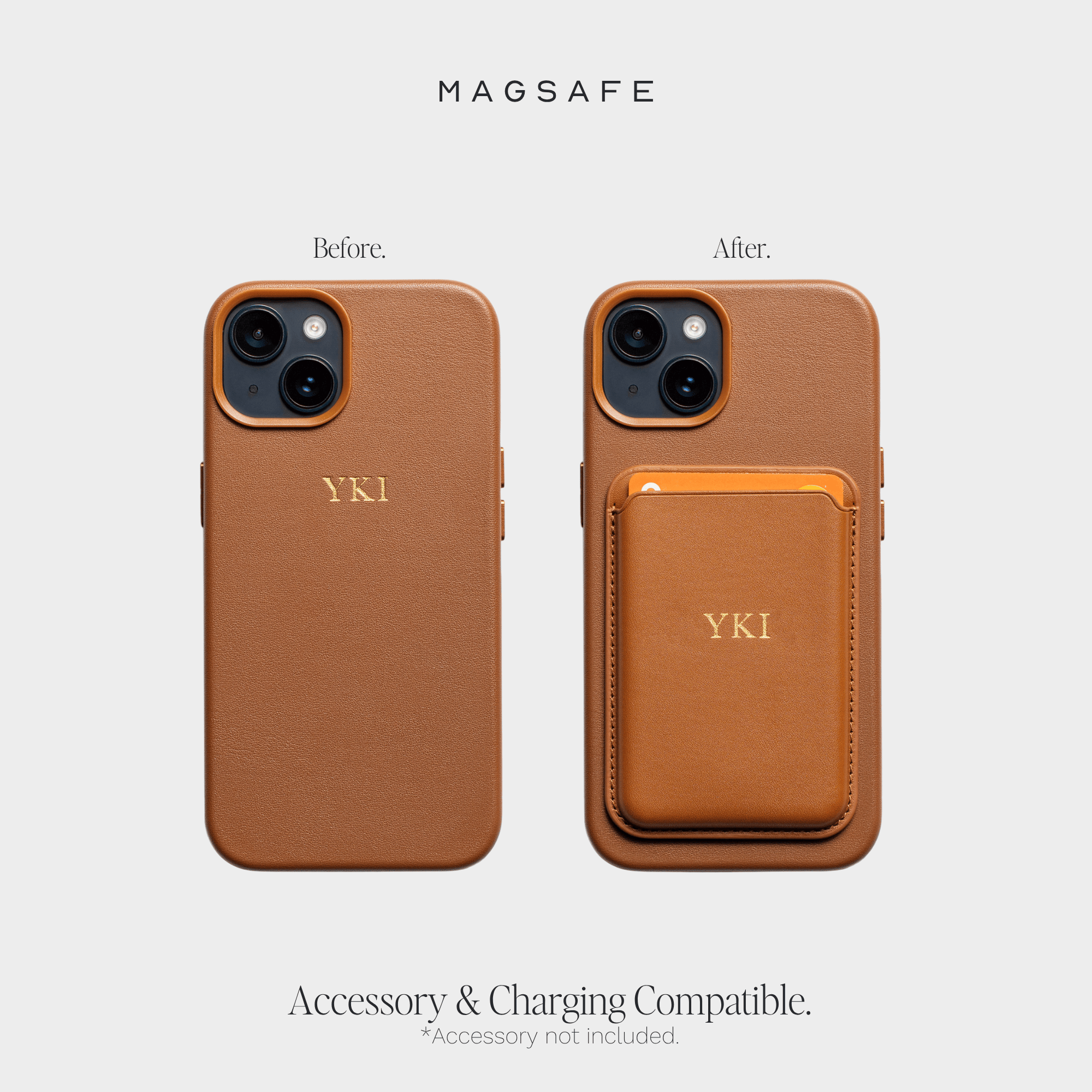 Brown MagSafe Grain Texture Personalized Case