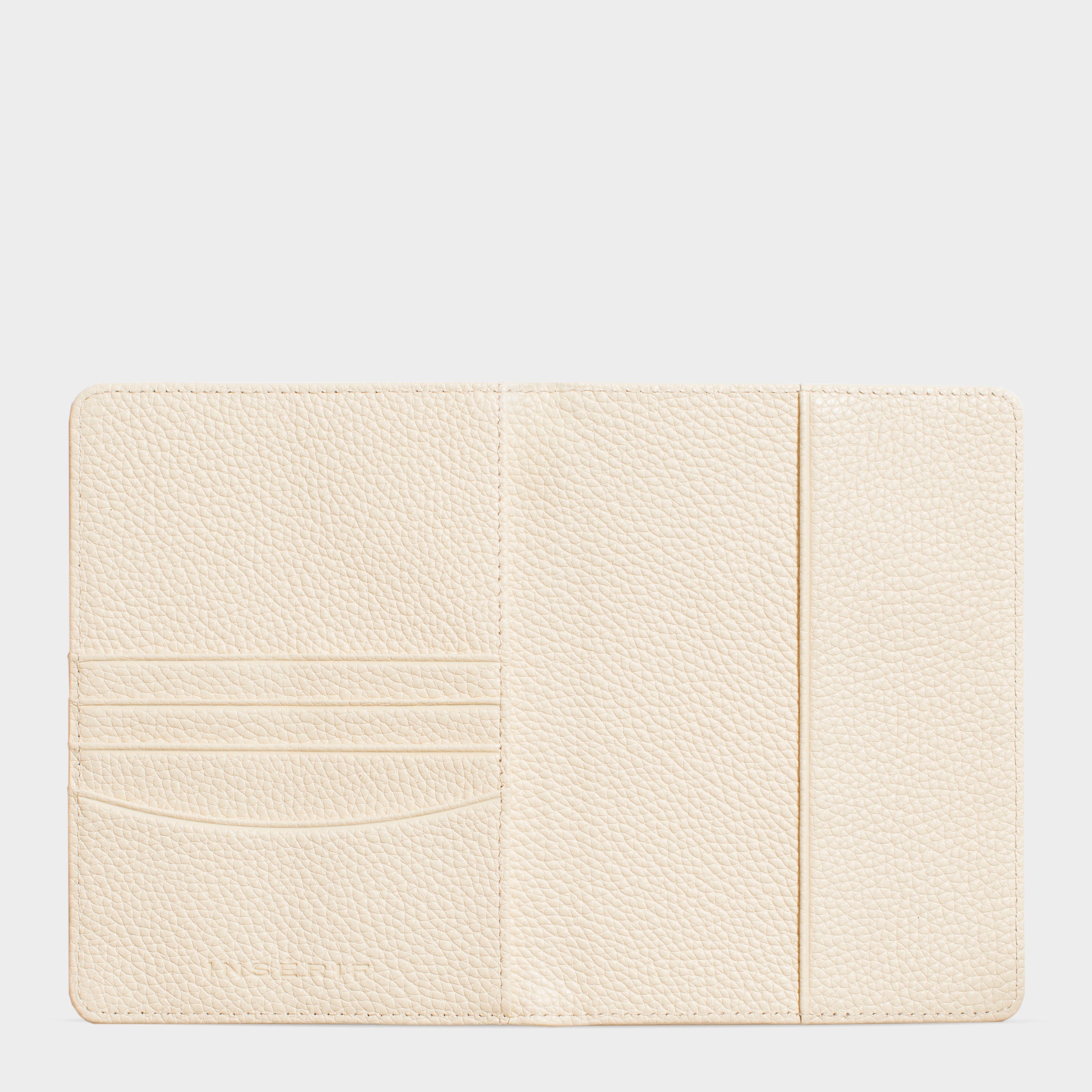 White Pebble Leather Personalized Passport Holder