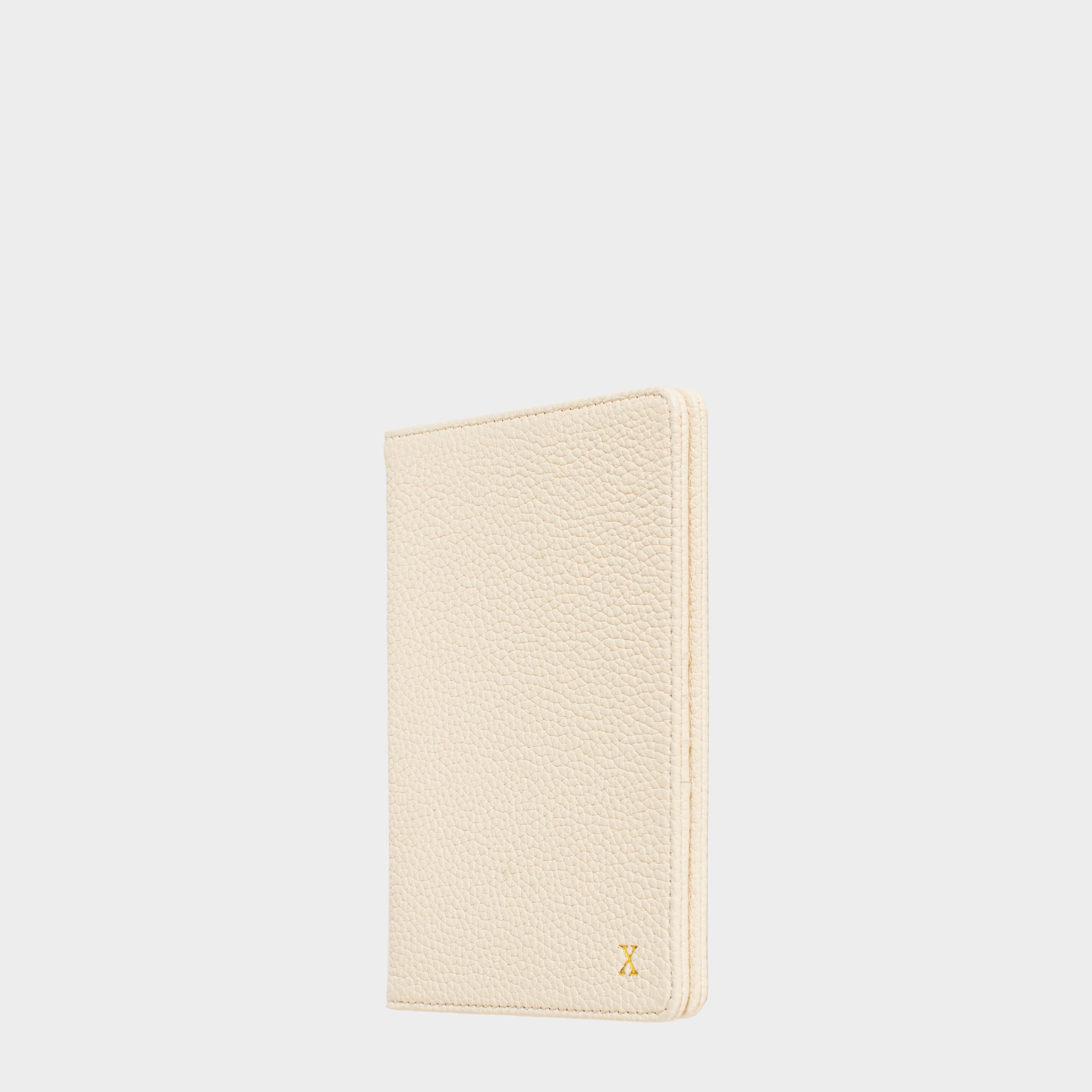 White Pebble Leather Personalized Passport Holder