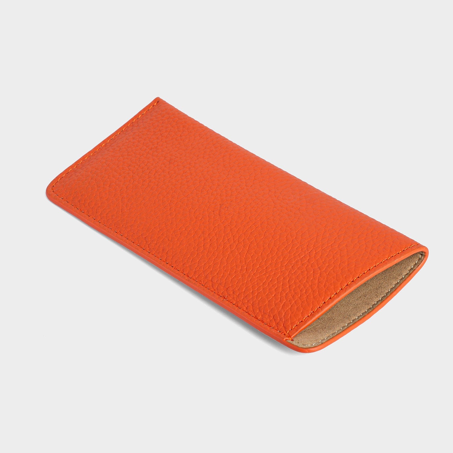 Orange Leather Personalized Glasses Case