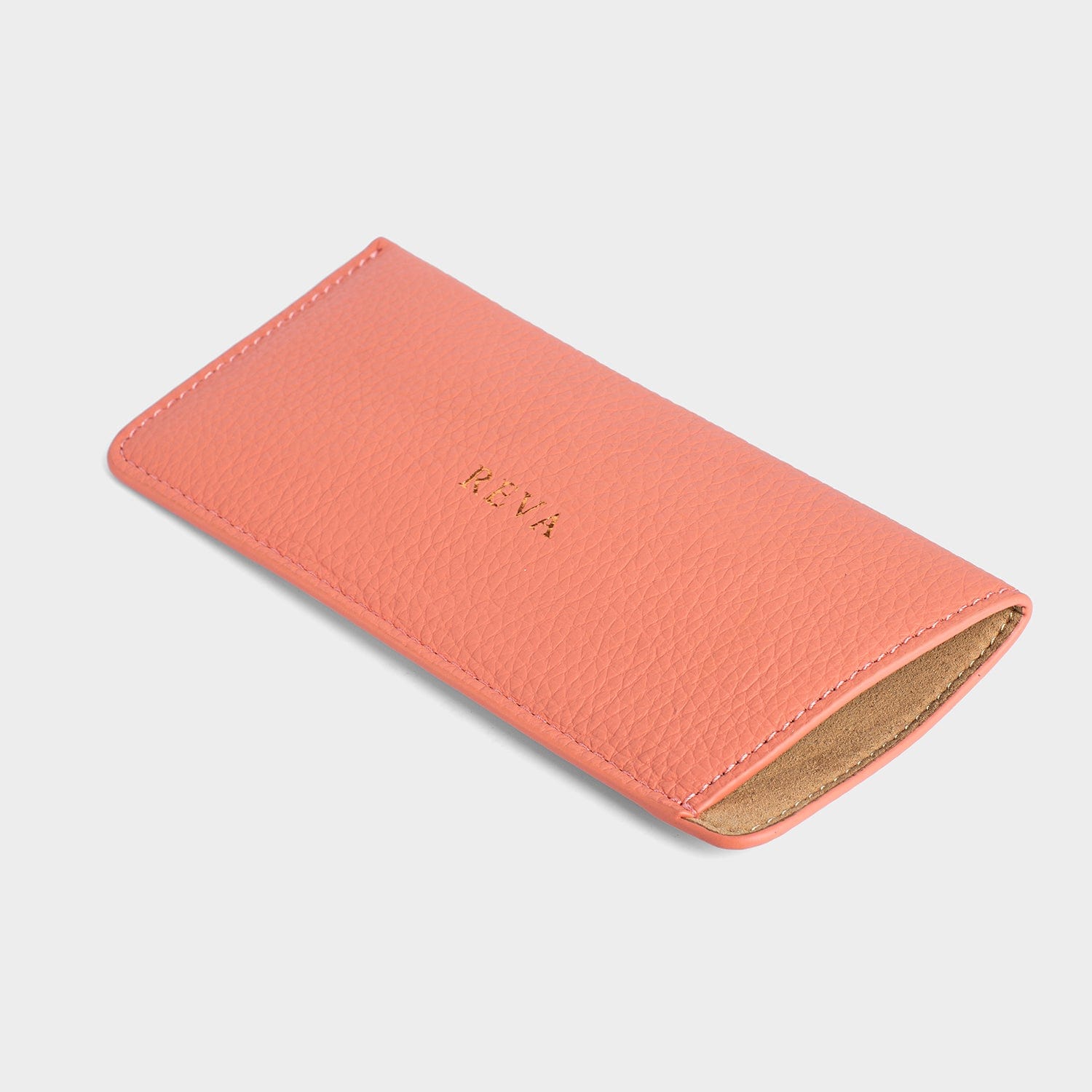 Pink Leather Personalized Glasses Case