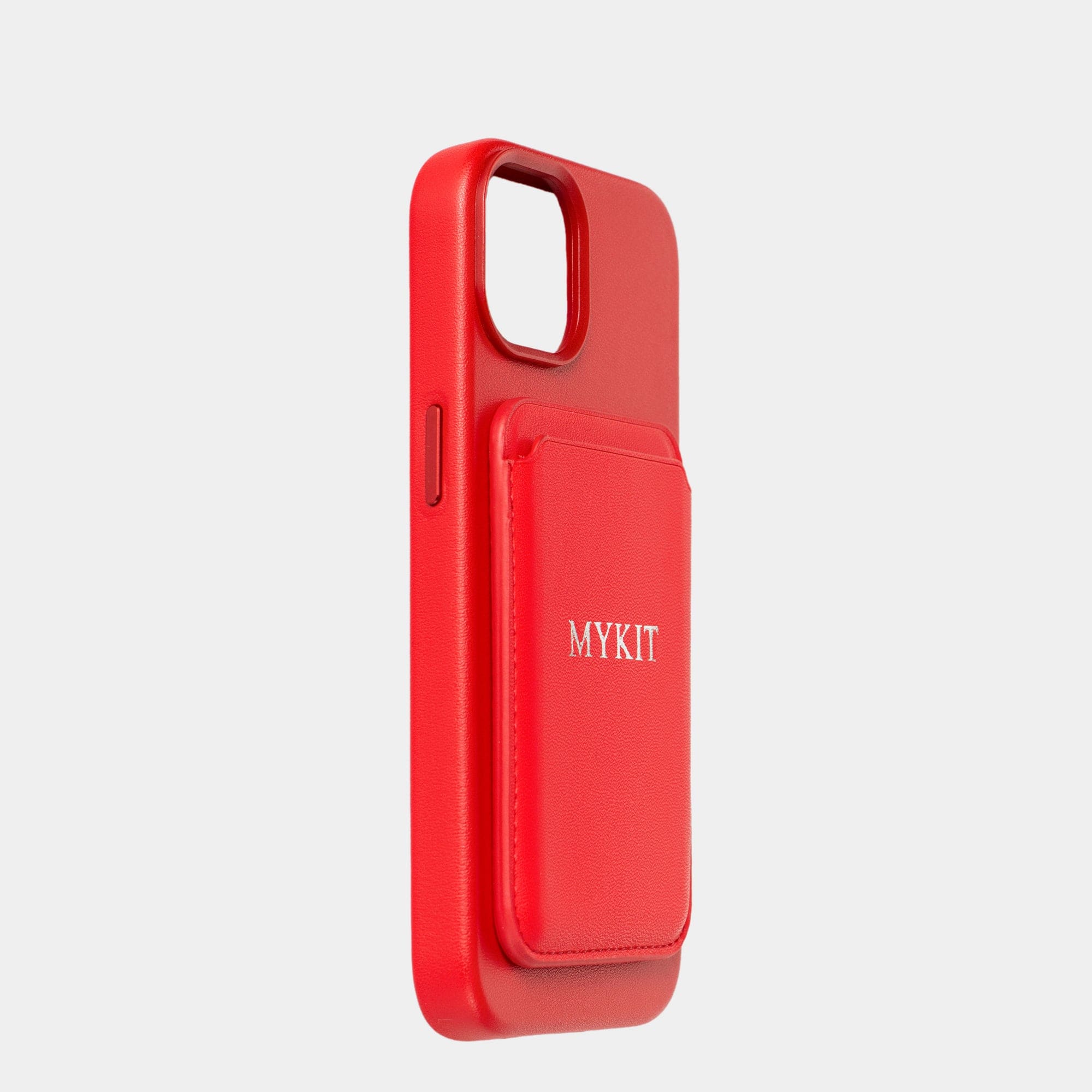 Red MagSafe Grain Texture Personalized Card Holder