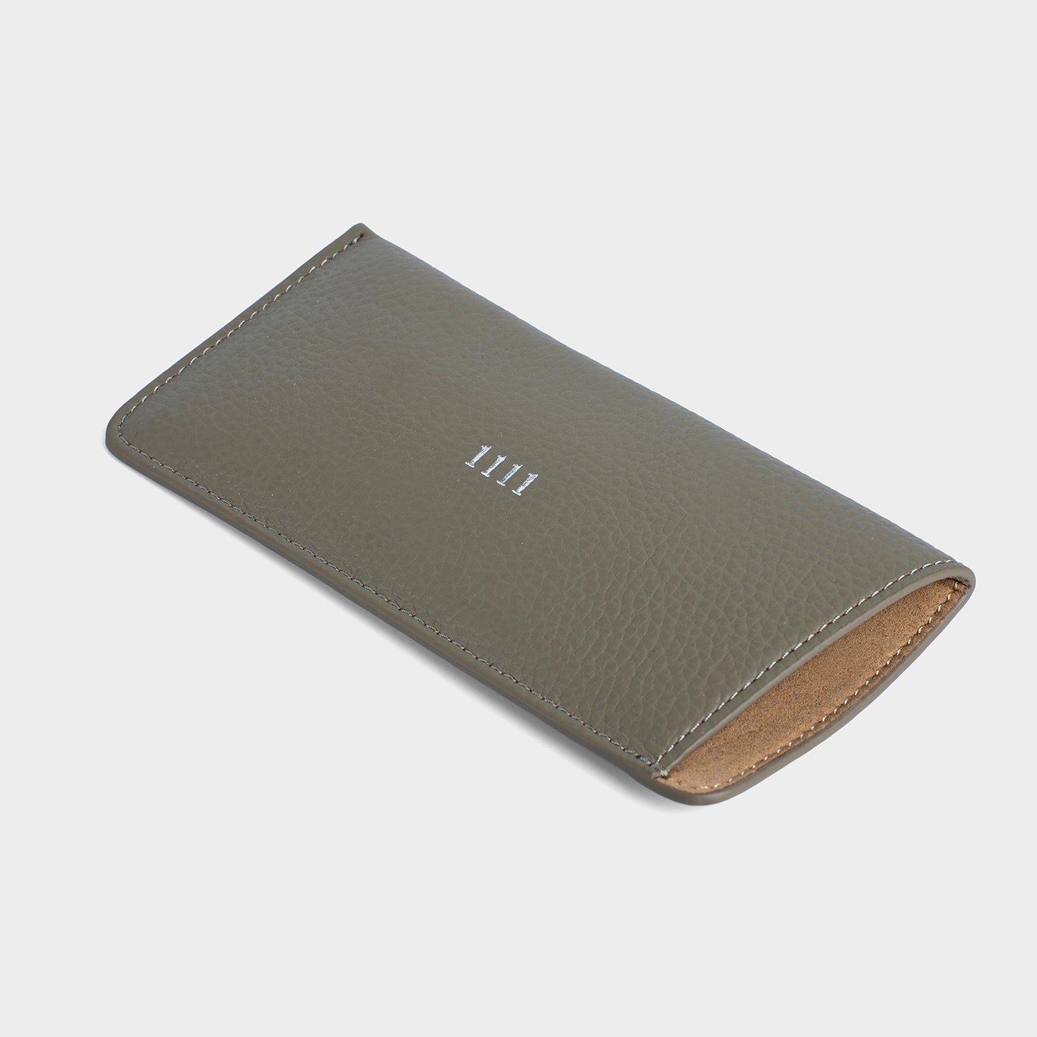 Taupe Leather Personalized Glasses Case