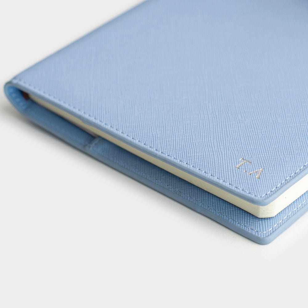 Light Blue Saffiano Texture Personalized Notebook