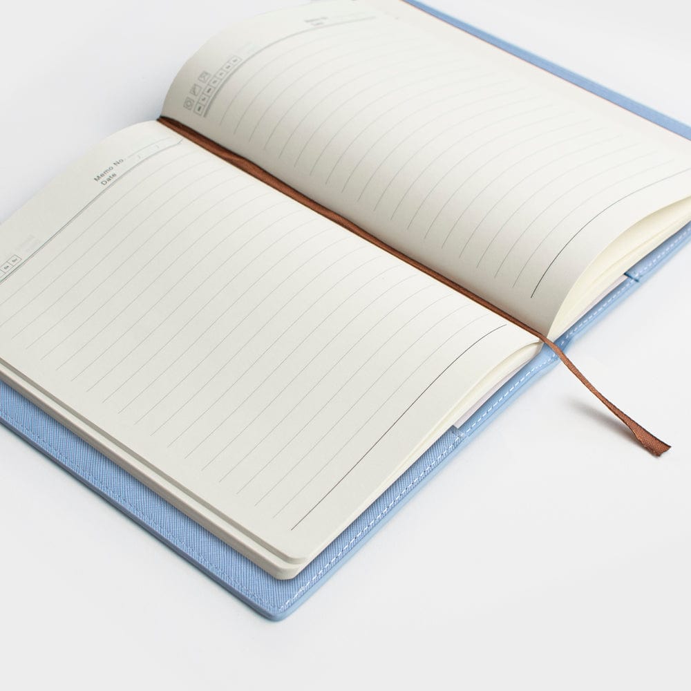 Light Blue Saffiano Texture Personalized Notebook