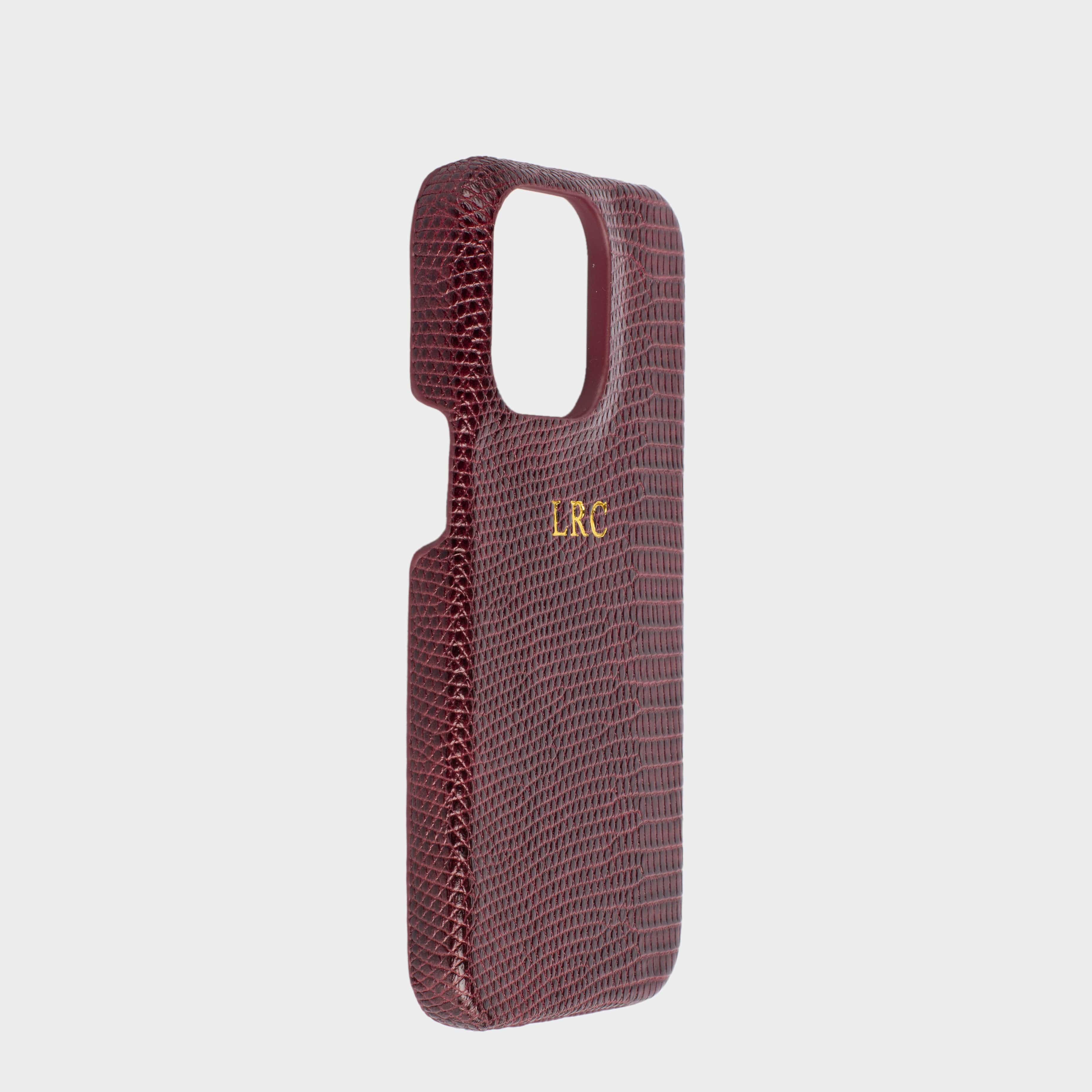 Burgundy Lizard Texture Personalized Snap Case