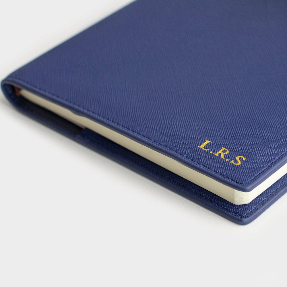 Navy Saffiano Texture Personalized Notebook