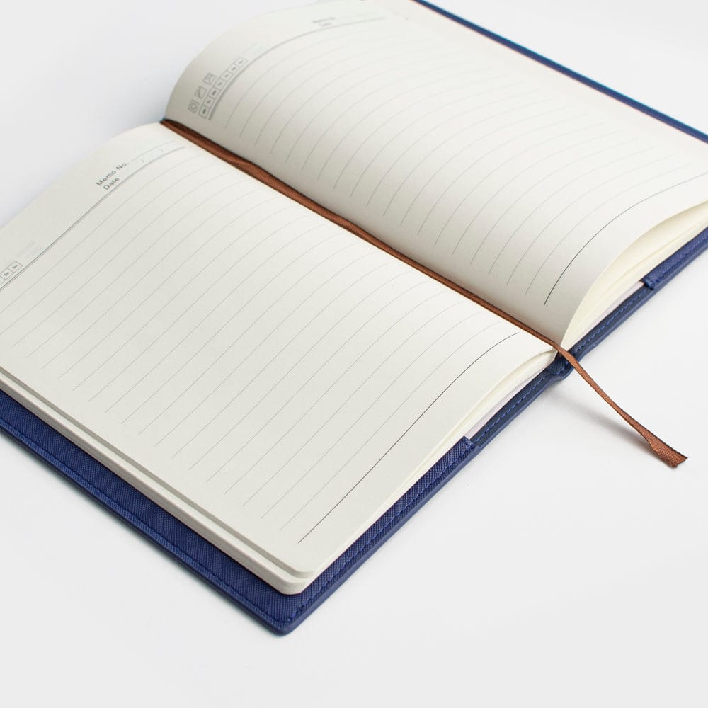 Navy Saffiano Texture Personalized Notebook