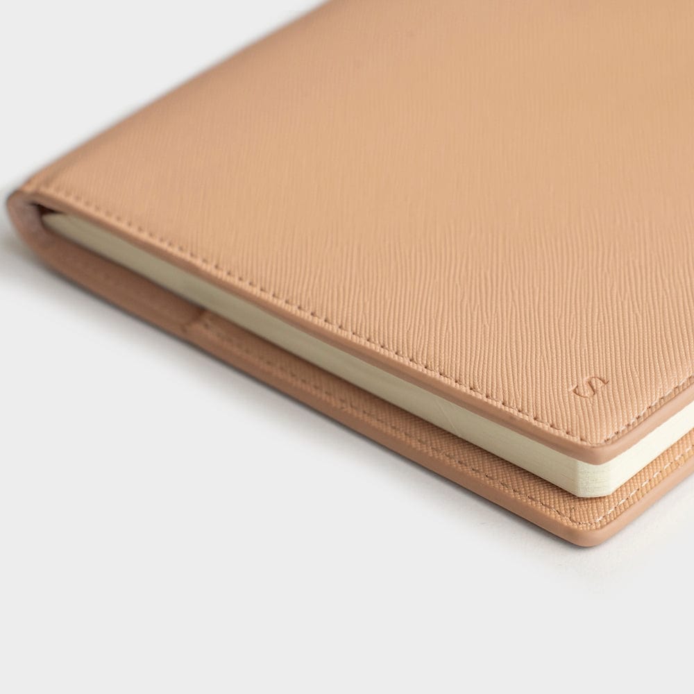 Beige Saffiano Texture Personalized Notebook