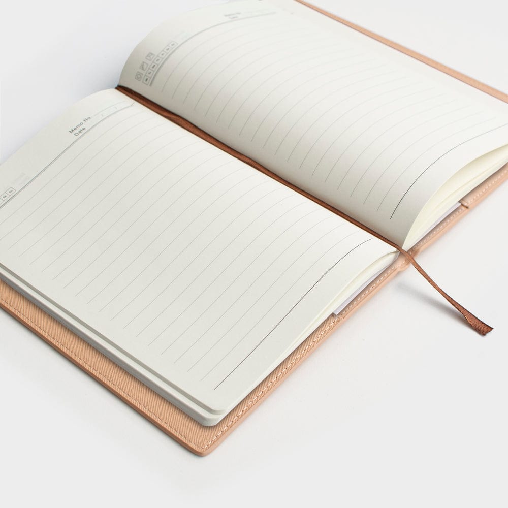 Beige Saffiano Texture Personalized Notebook