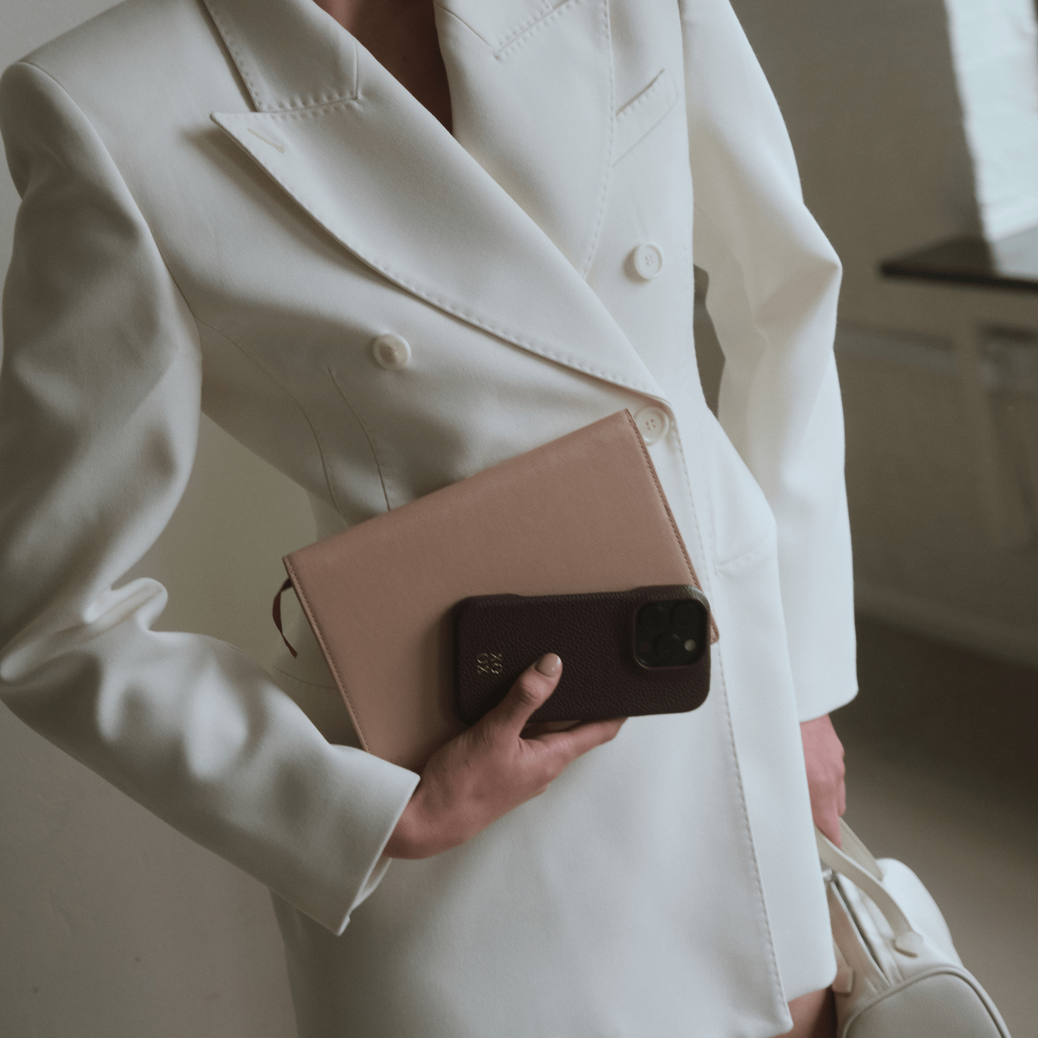 Beige Saffiano Texture Personalized Notebook