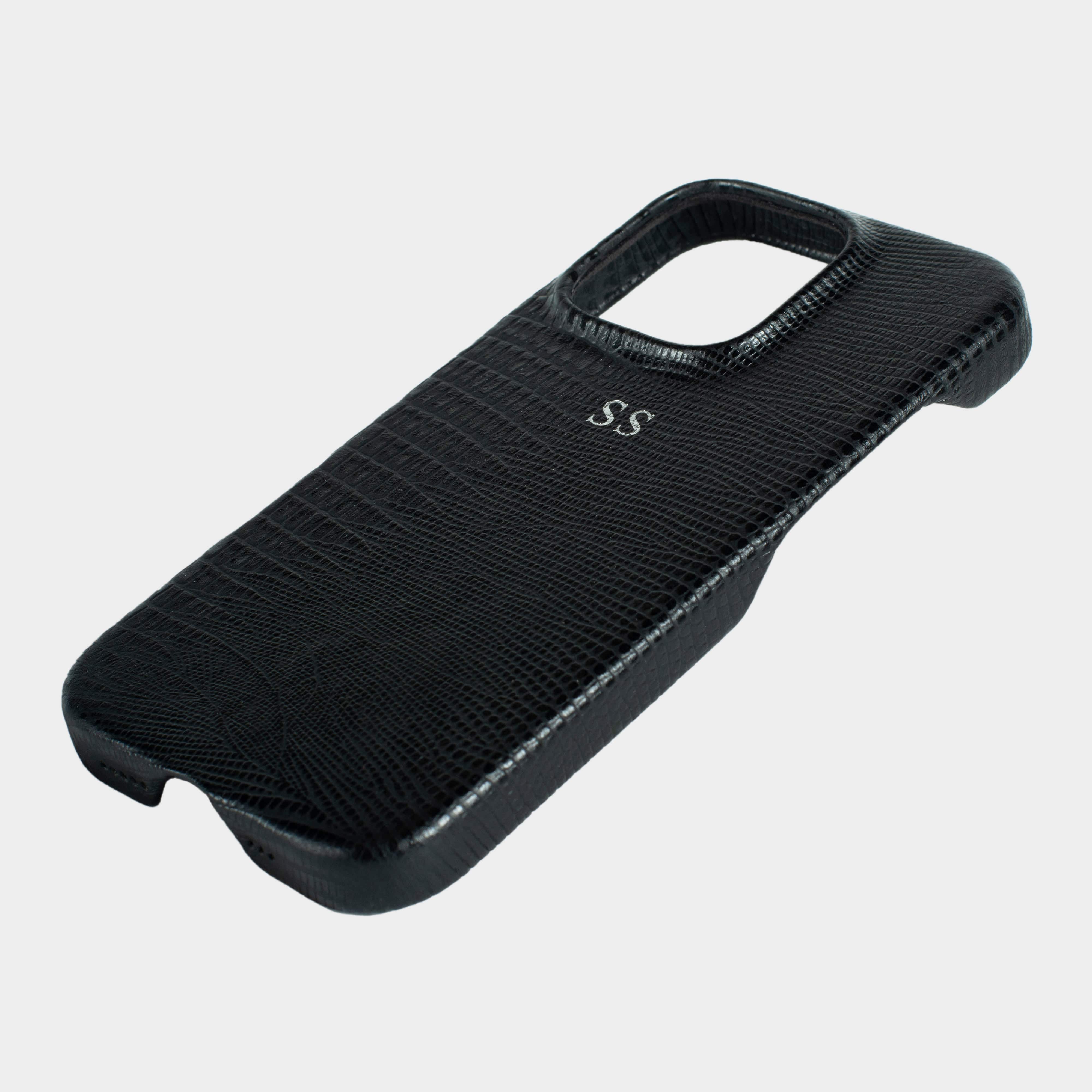 Black MagSafe Lizard Leather Personalized Case