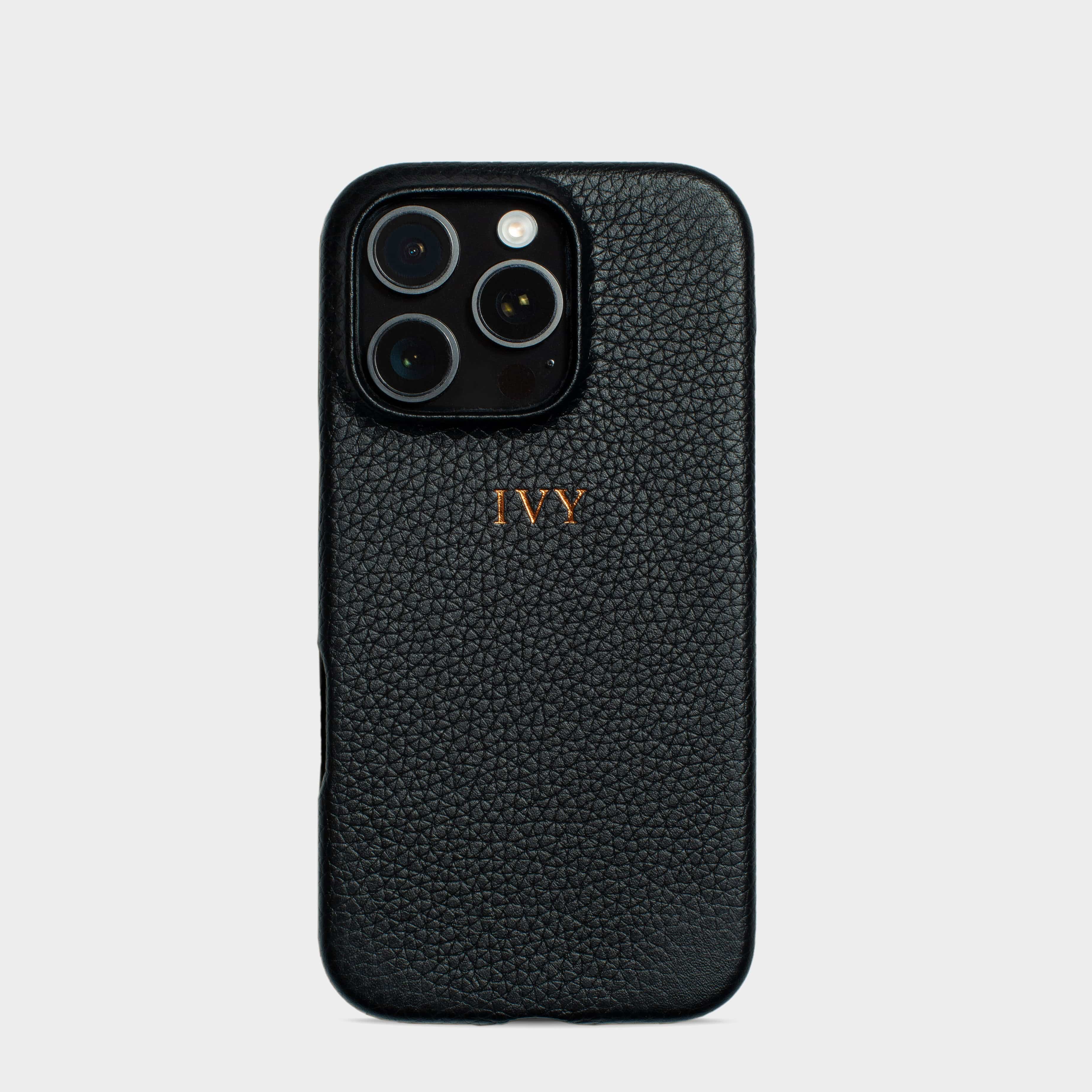 Black MagSafe Pebble Leather Personalized Case