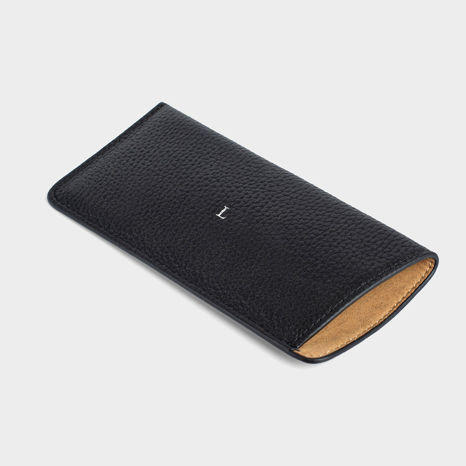 Black Leather Personalized Glasses Case