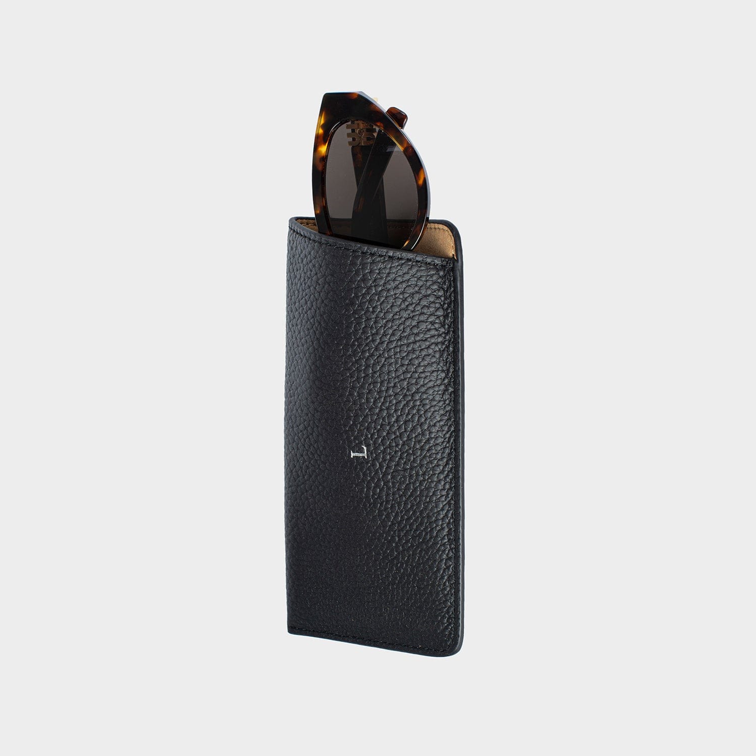 Black Leather Personalized Glasses Case