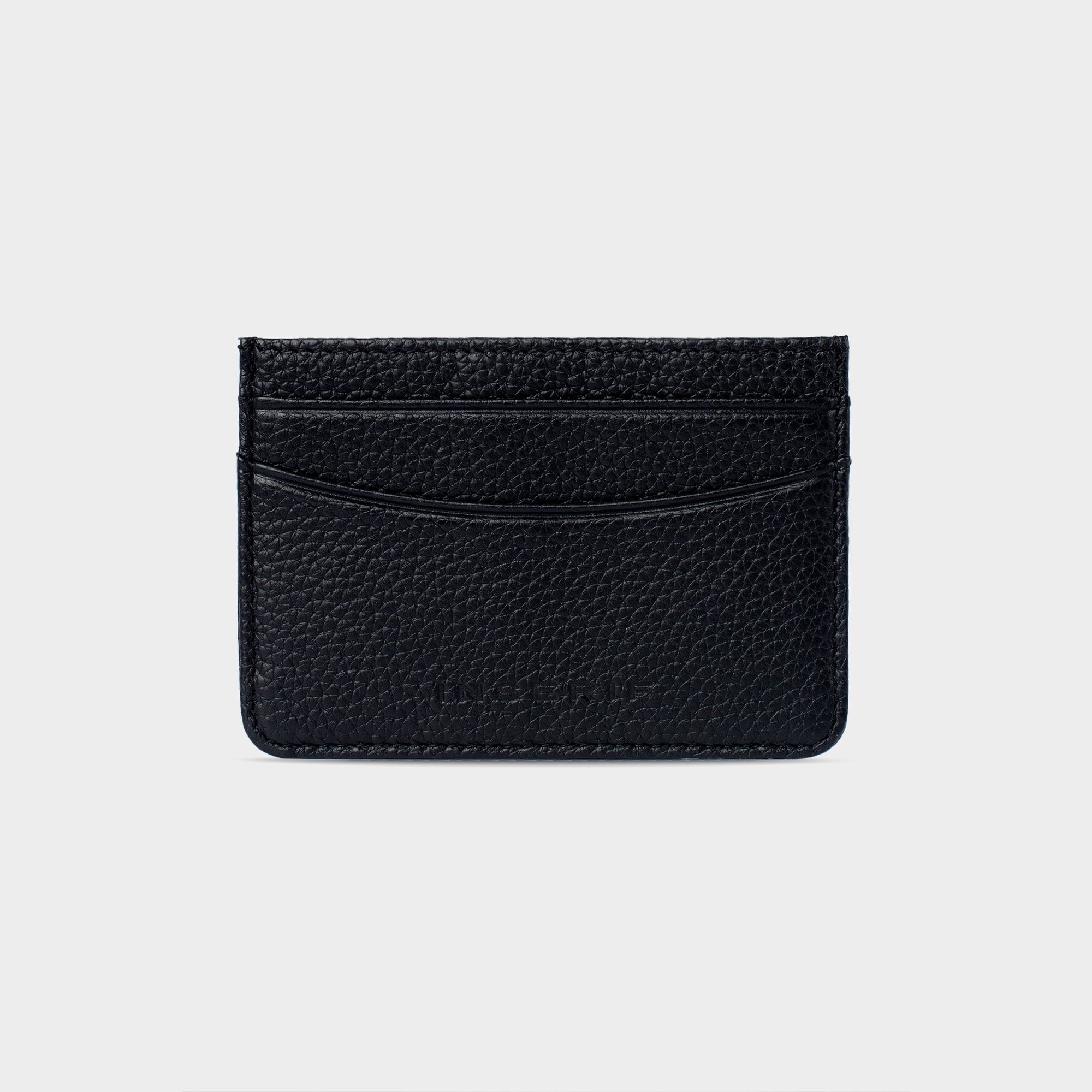 Black Pebble Leather Personalized Card Holder