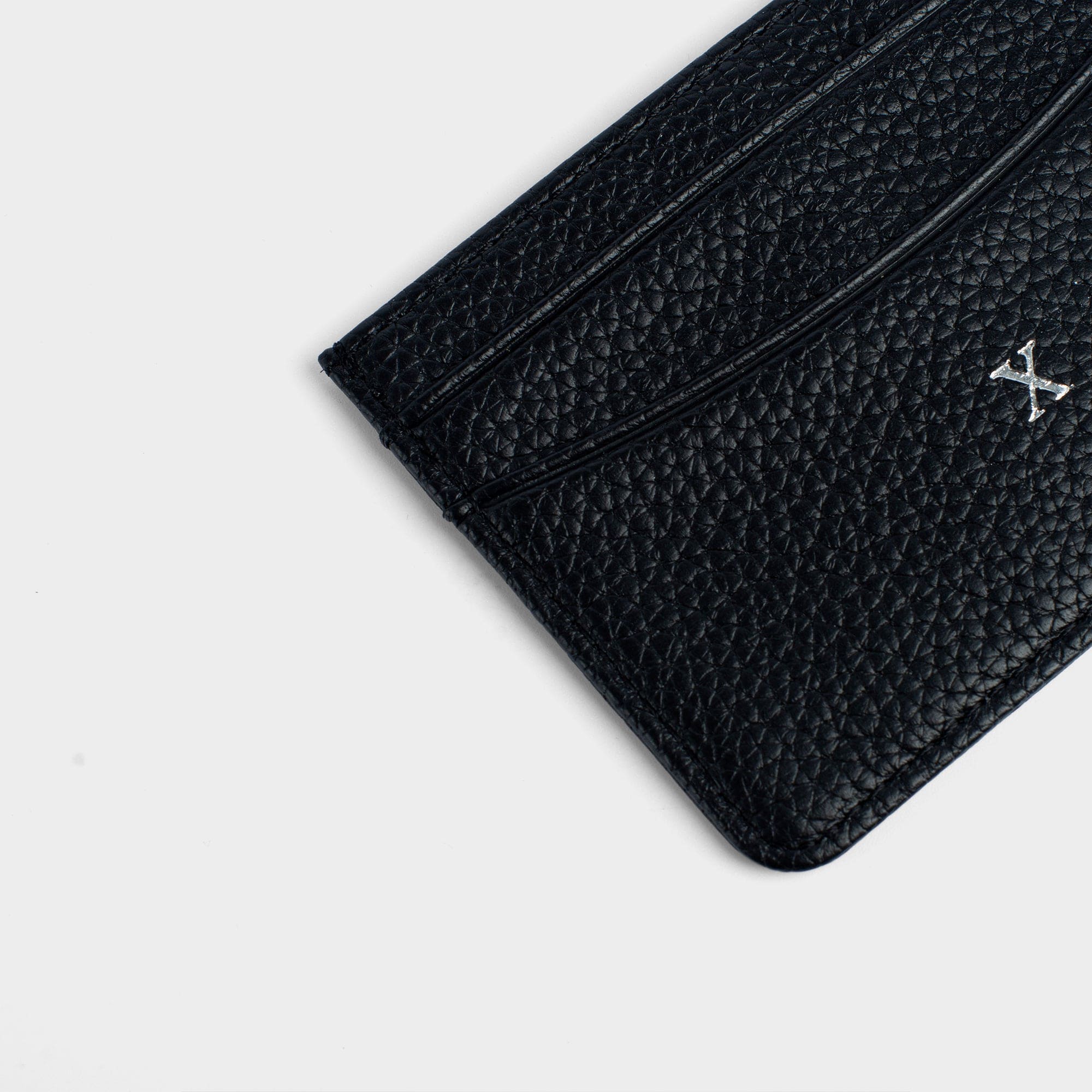 Black Pebble Leather Personalized Card Holder