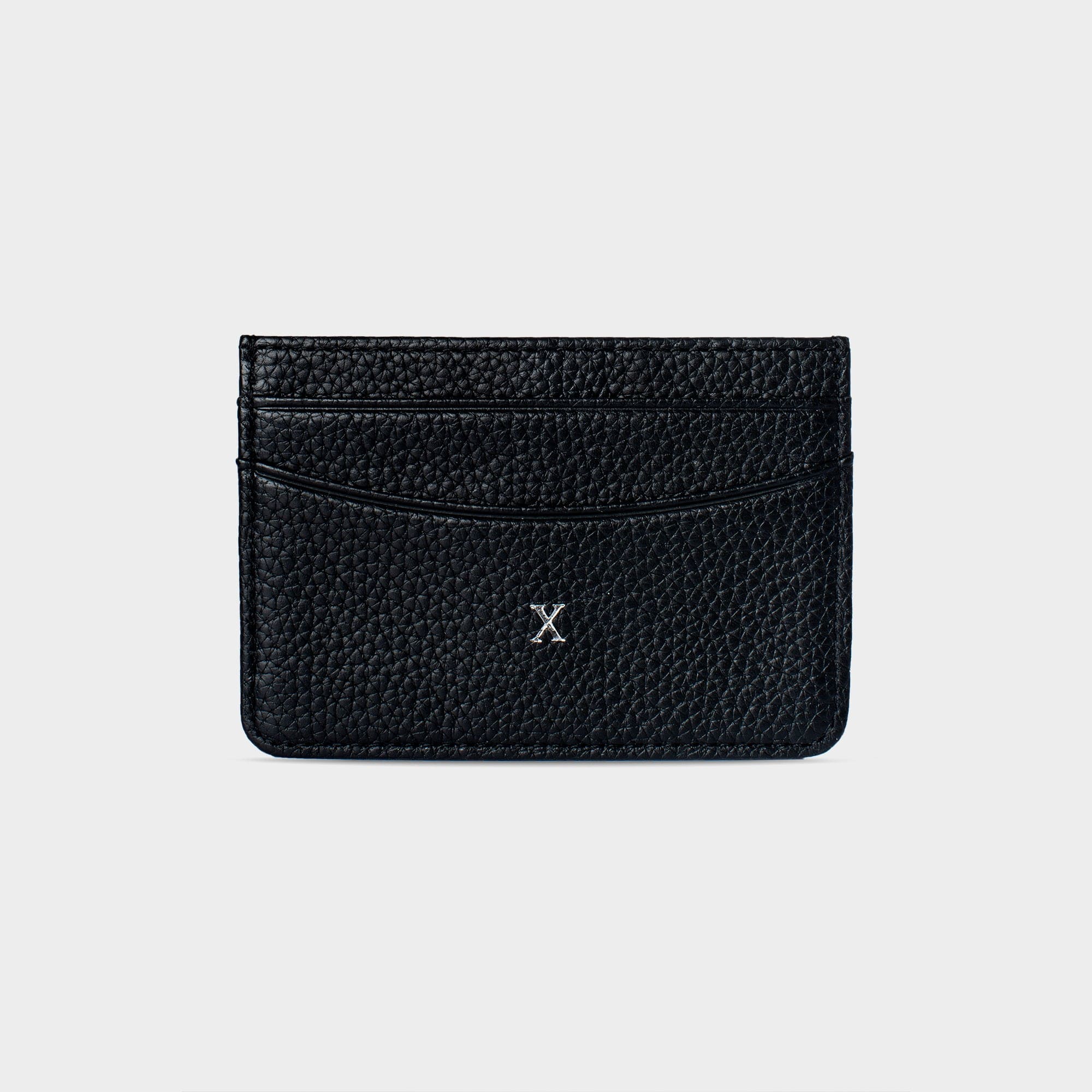 Black Pebble Leather Personalized Card Holder