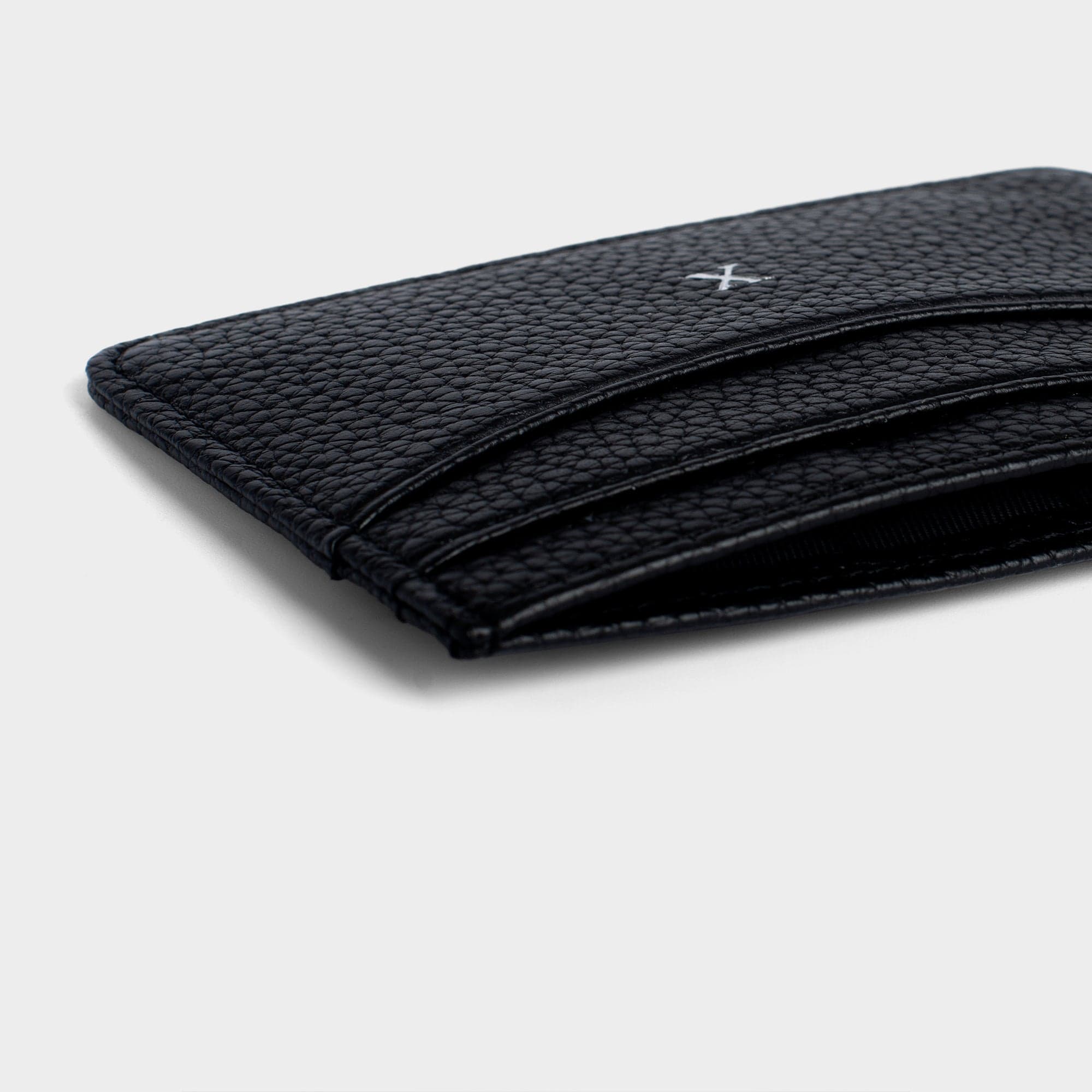 Black Pebble Leather Personalized Card Holder