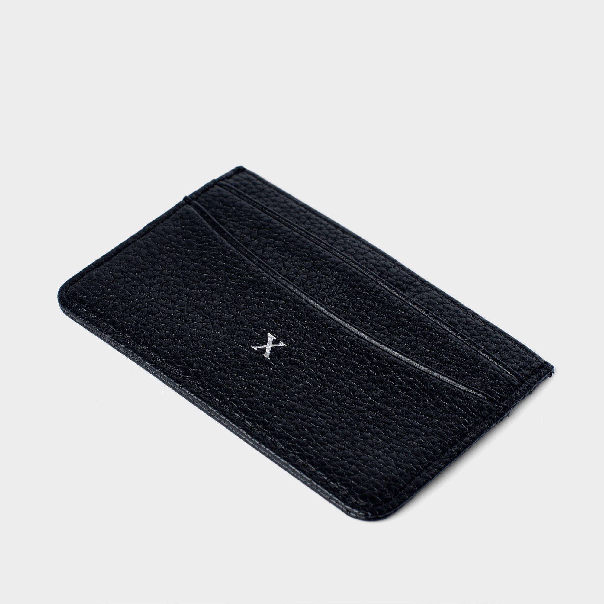 Black Pebble Leather Personalized Card Holder