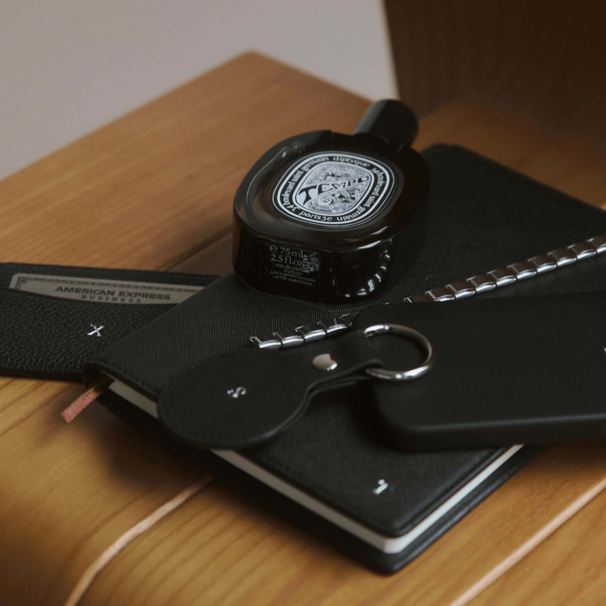 Black Pebble Leather Personalized Card Holder