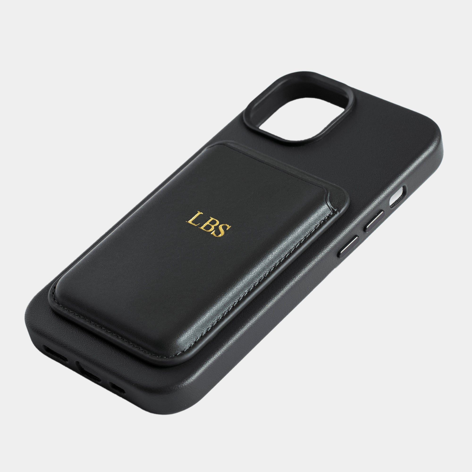 Black MagSafe Grain Texture Personalized Card Holder
