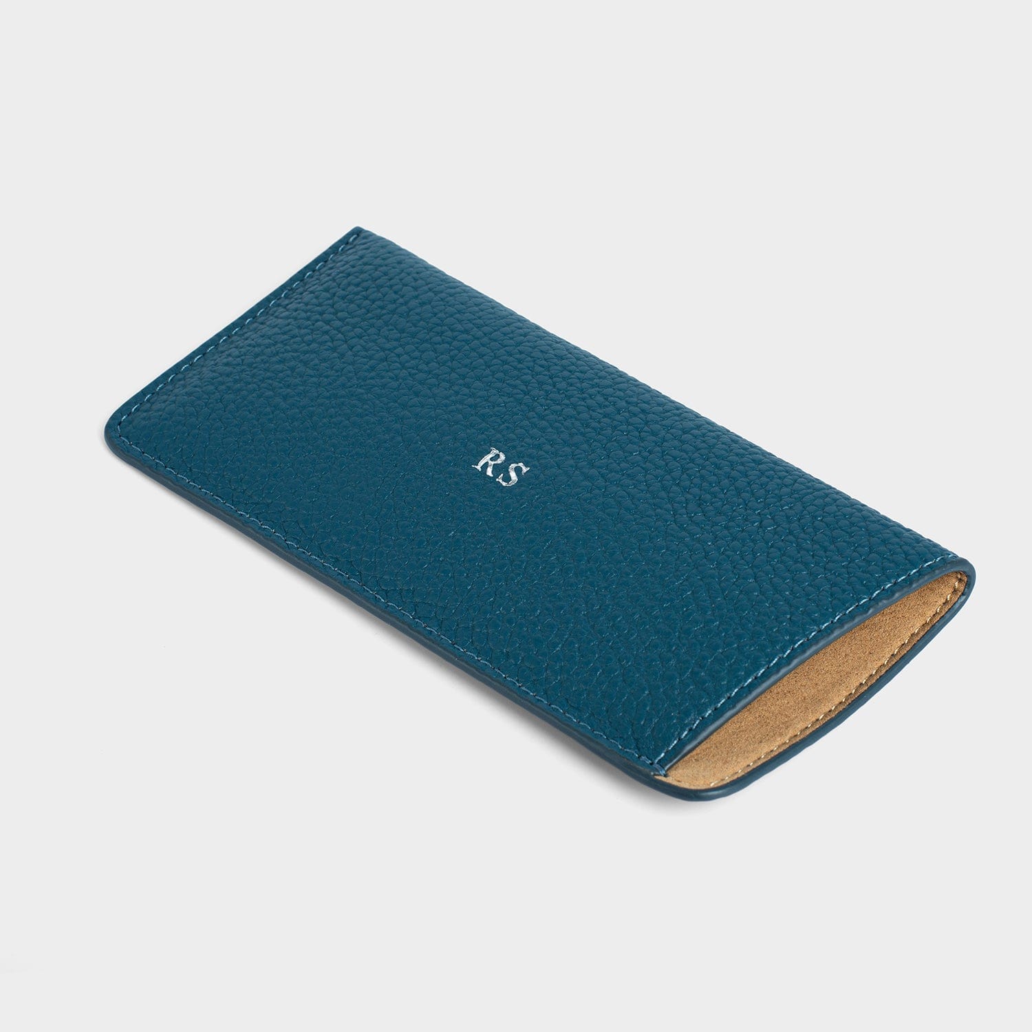 Blue Leather Personalized Glasses Case