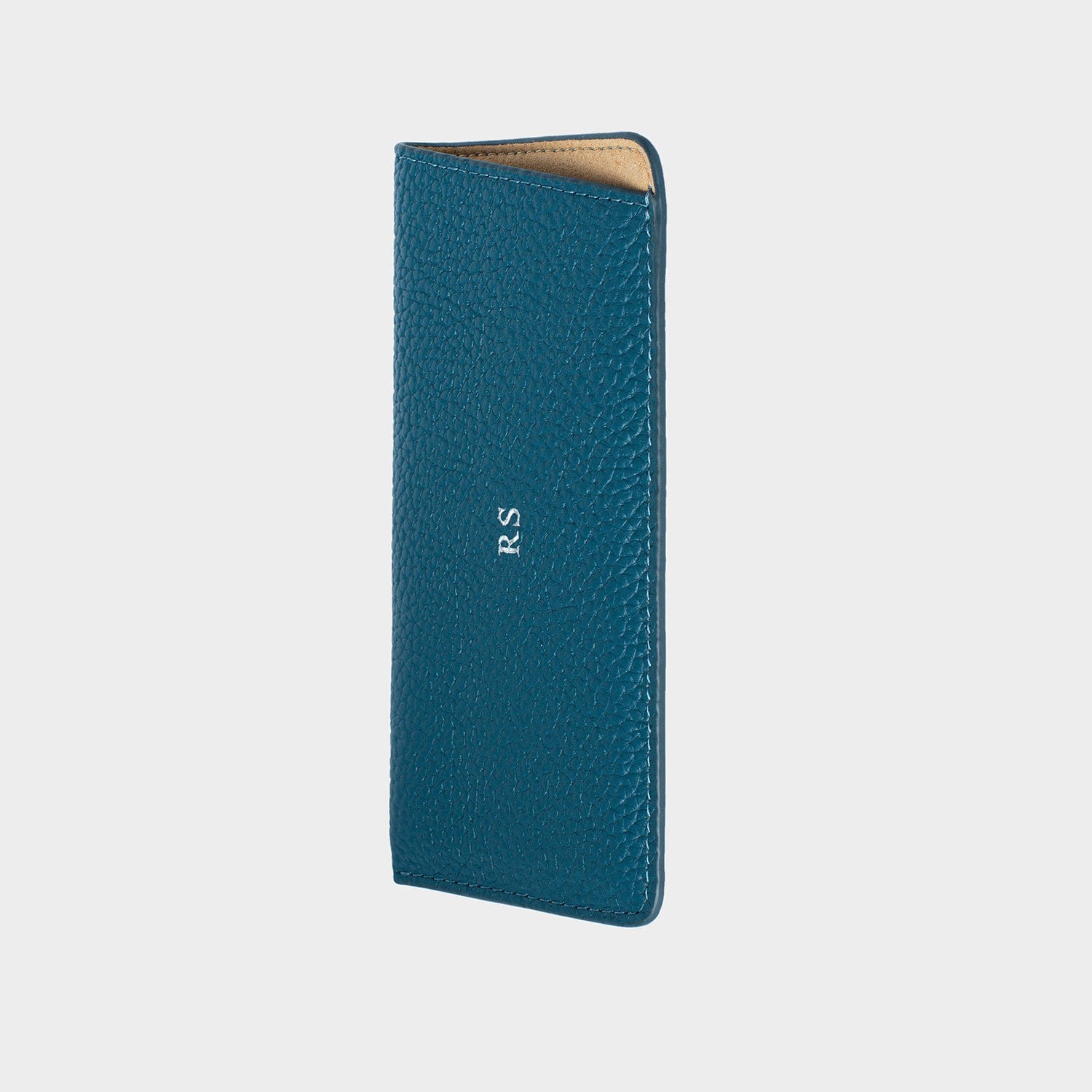 Blue Leather Personalized Glasses Case
