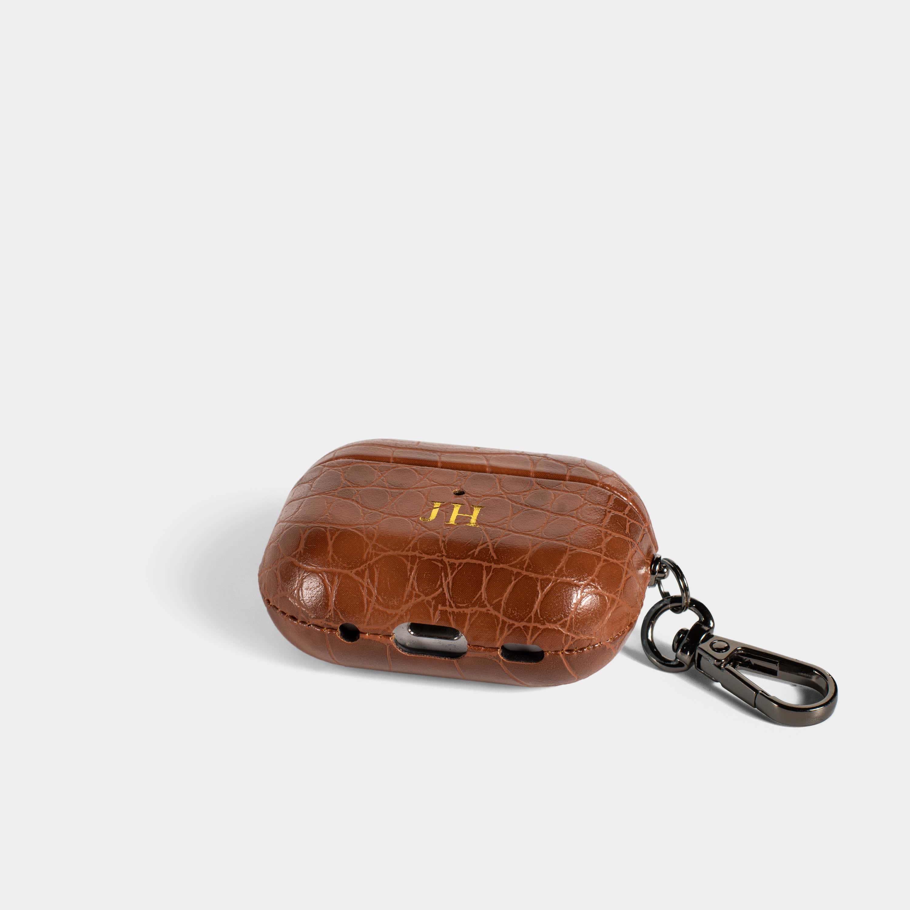 Dark Brown Lizard AirPods Personalized Case
