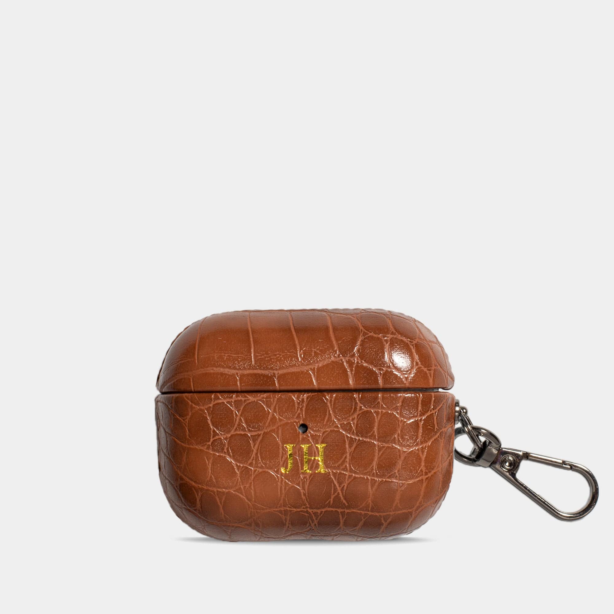 Dark Brown Lizard AirPods Personalized Case