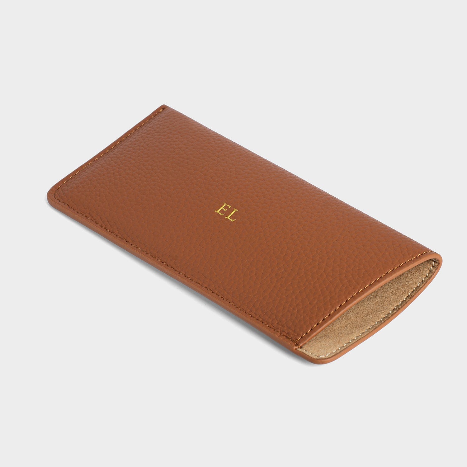 Brown Leather Personalized Glasses Case