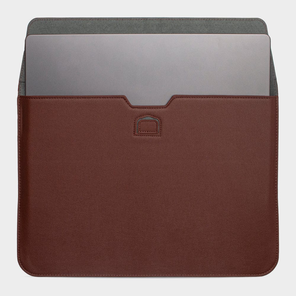 Dark Brown Personalized Laptop Sleeve with Stand