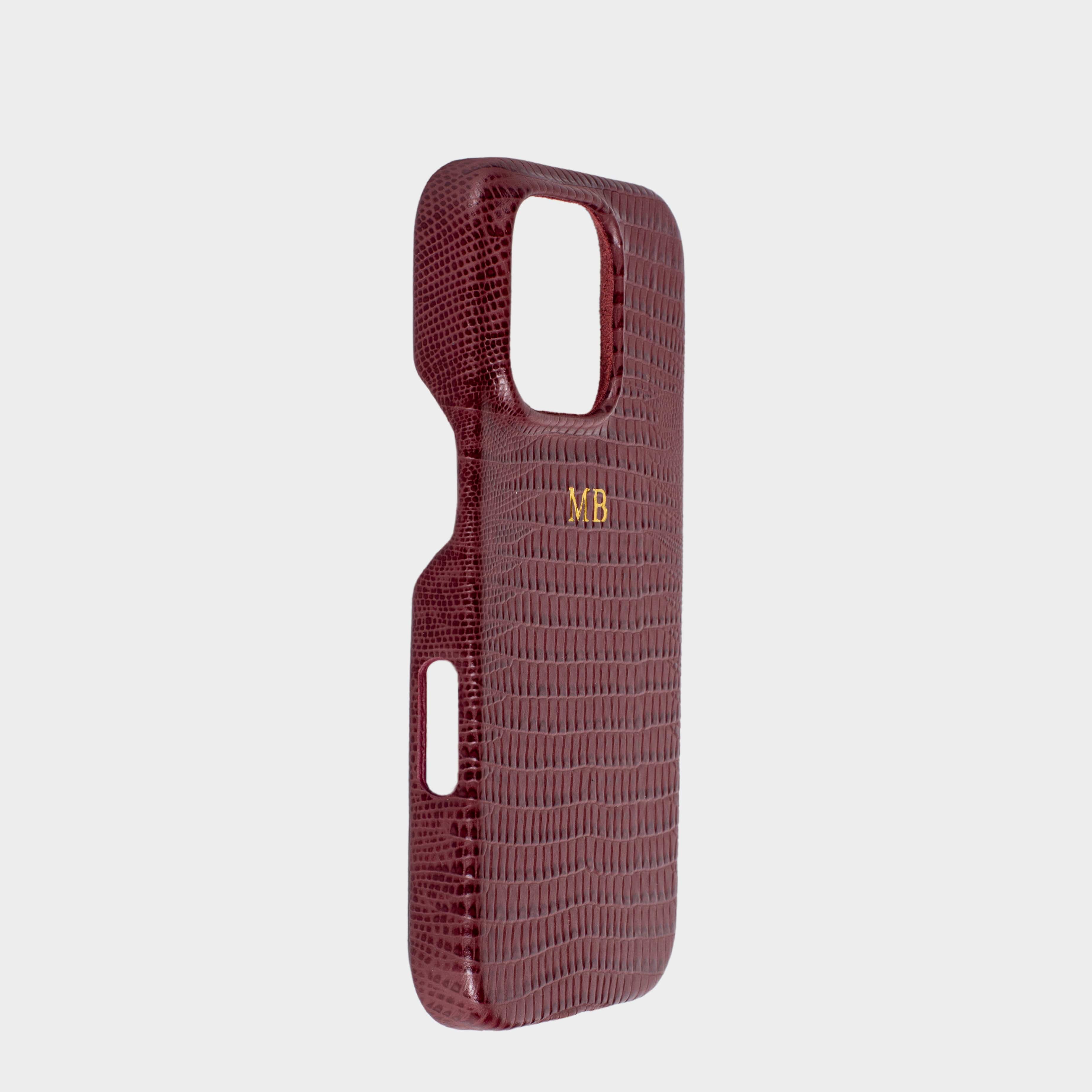 Burgundy MagSafe Lizard Leather Personalized Case