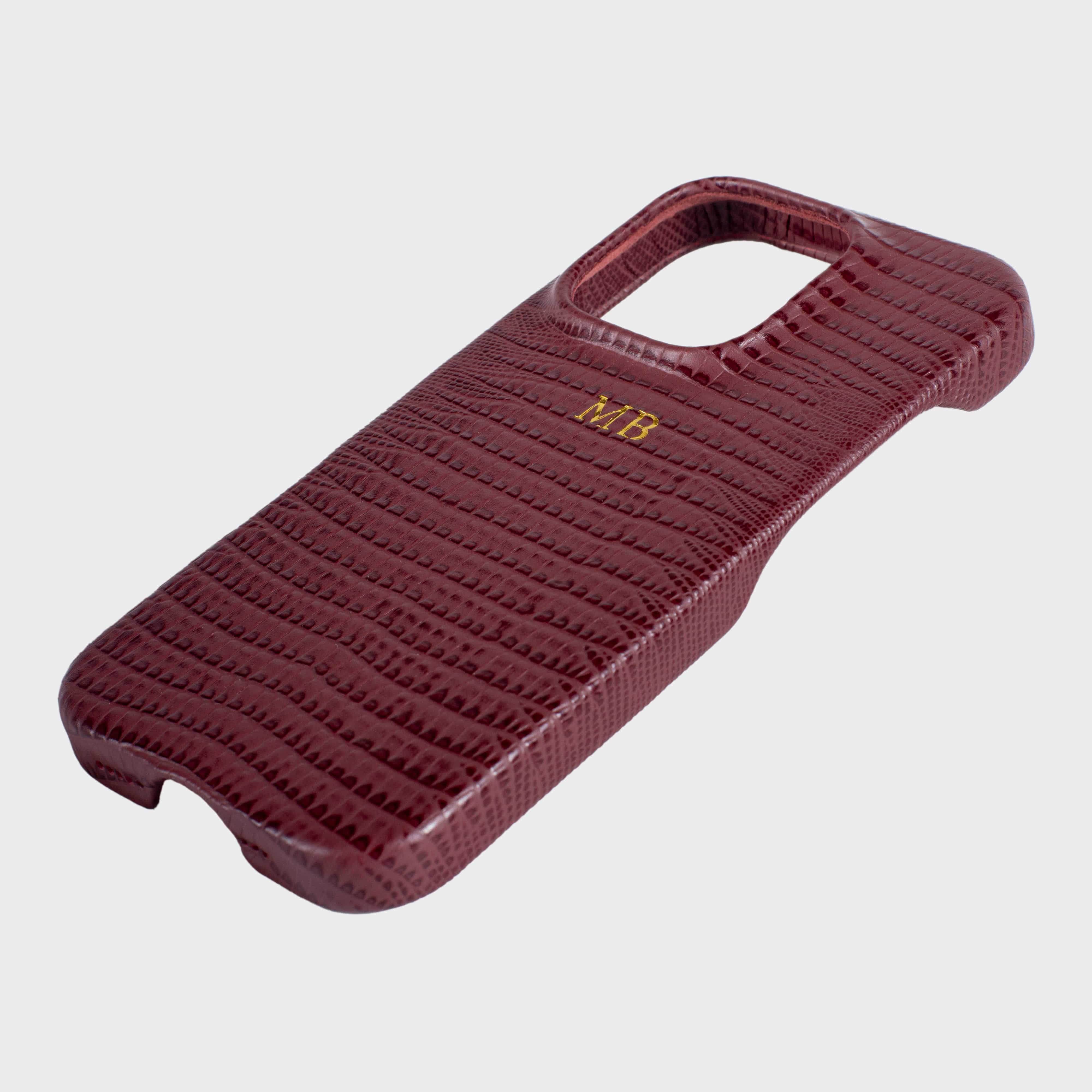 Burgundy MagSafe Lizard Leather Personalized Case