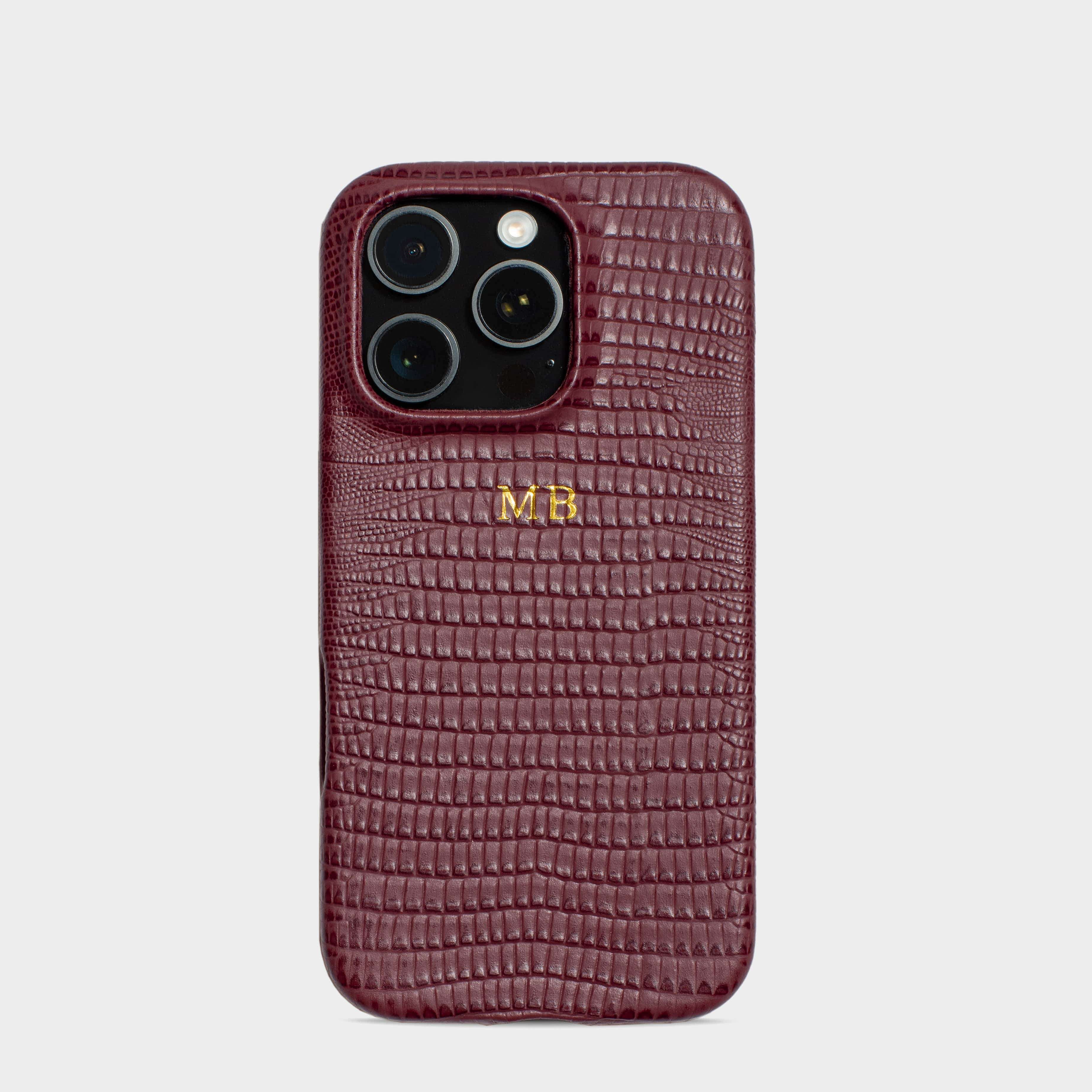 Burgundy MagSafe Lizard Leather Personalized Case