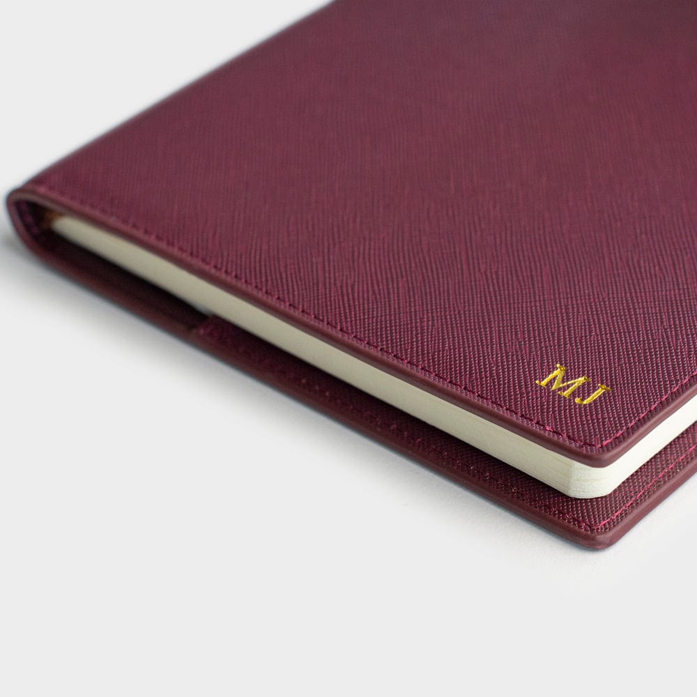 Burgundy Saffiano Texture Personalized Notebook