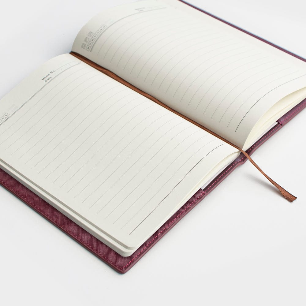 Burgundy Saffiano Texture Personalized Notebook